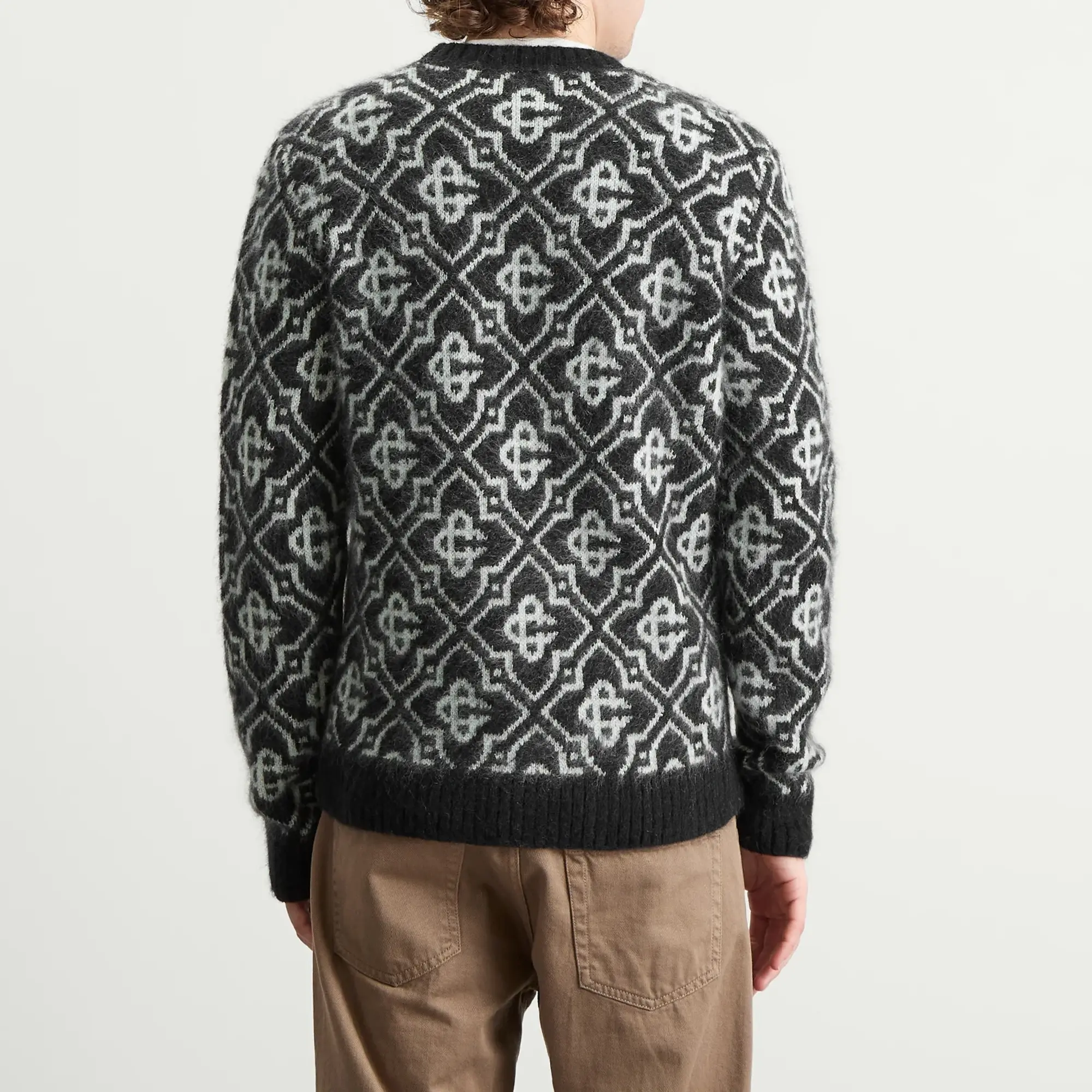 Casablanca Men's Monogram Mohair Blend Crew Sweatshirt Black