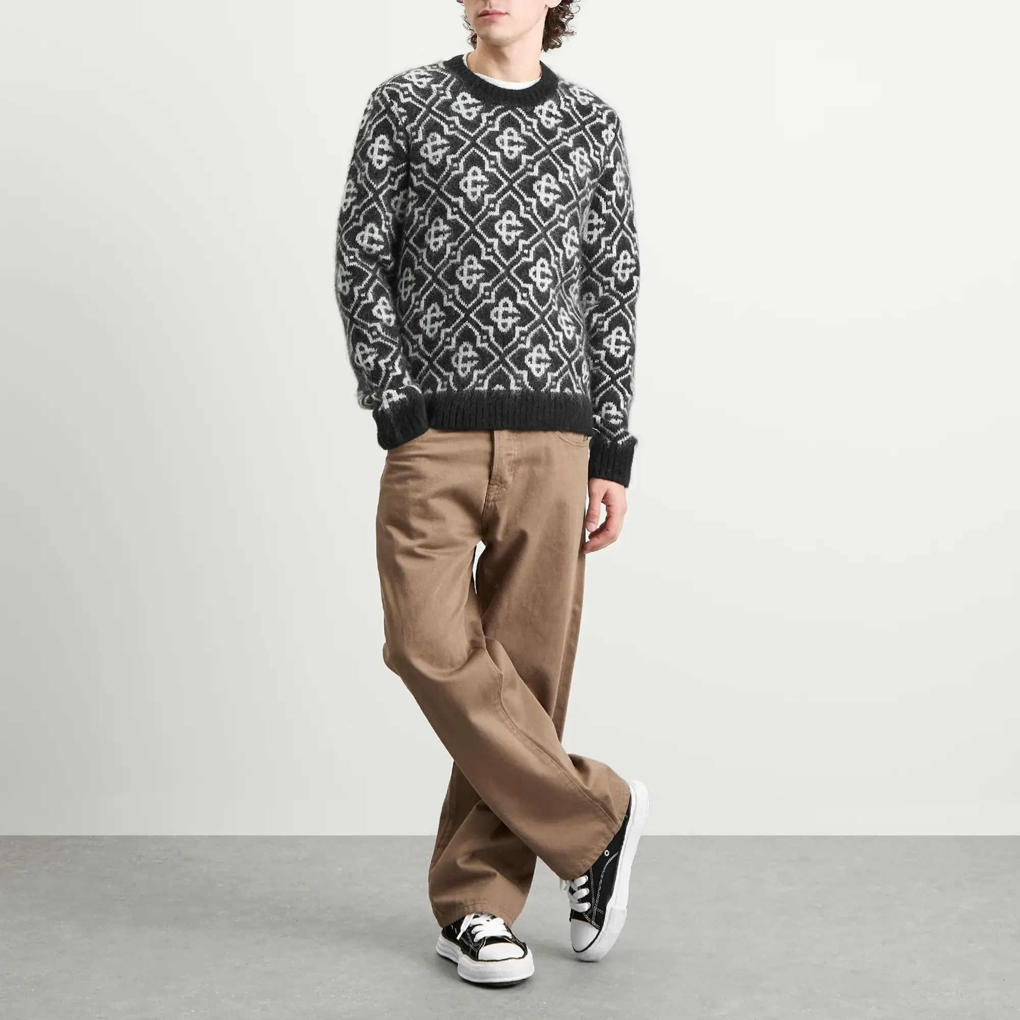 Casablanca Men's Monogram Mohair Blend Crew Sweatshirt Black