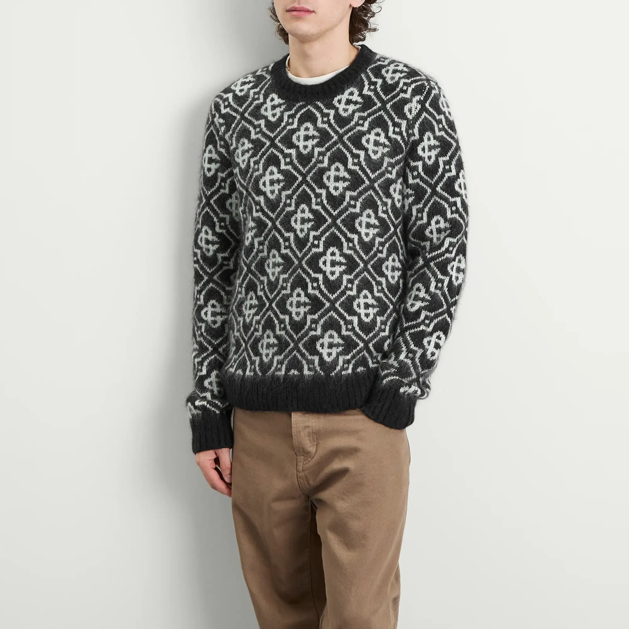 Casablanca Men's Monogram Mohair Blend Crew Sweatshirt Black