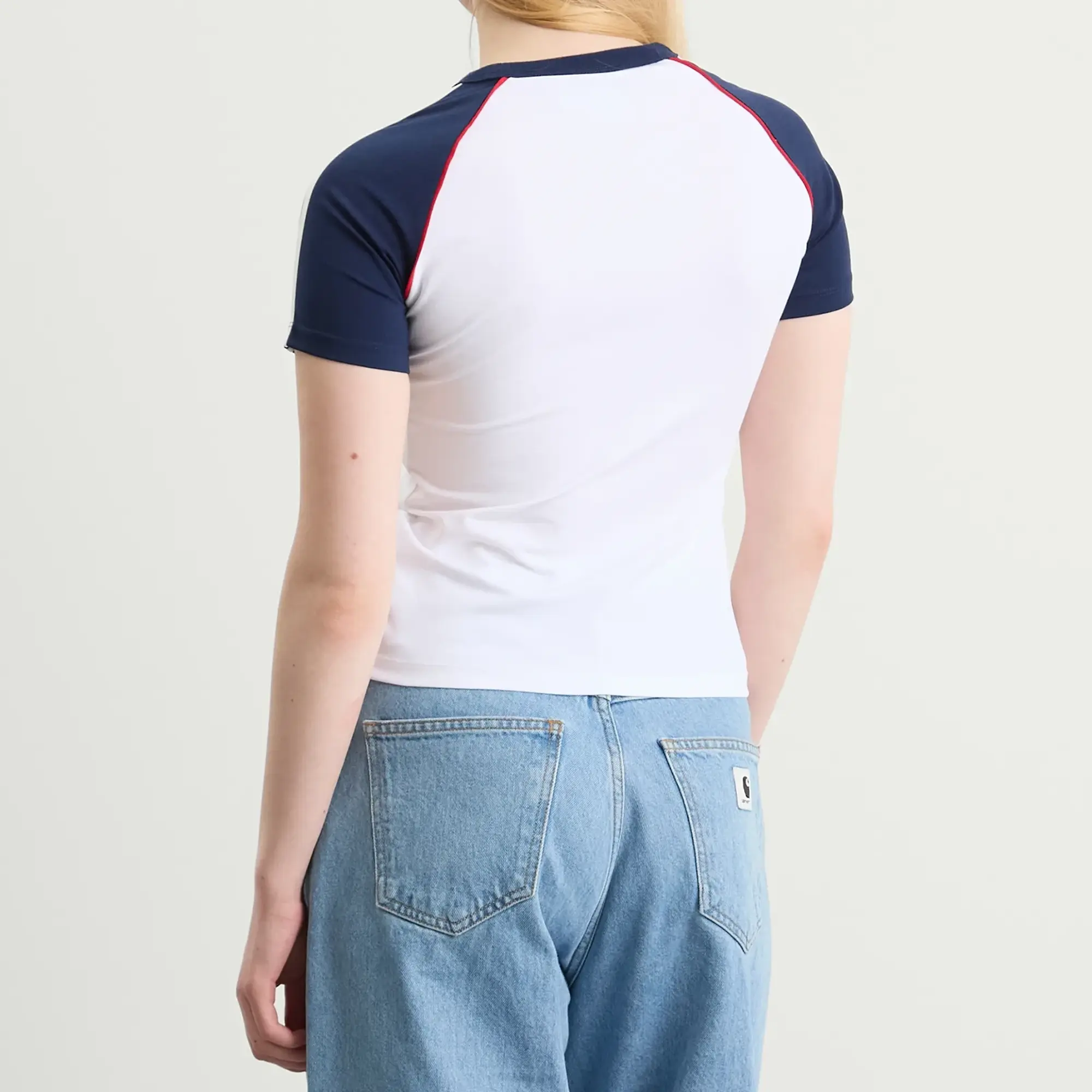 Adidas Women's Adicolor 3-Stripes Raglan Slim T-Shirt White/Night Indigo