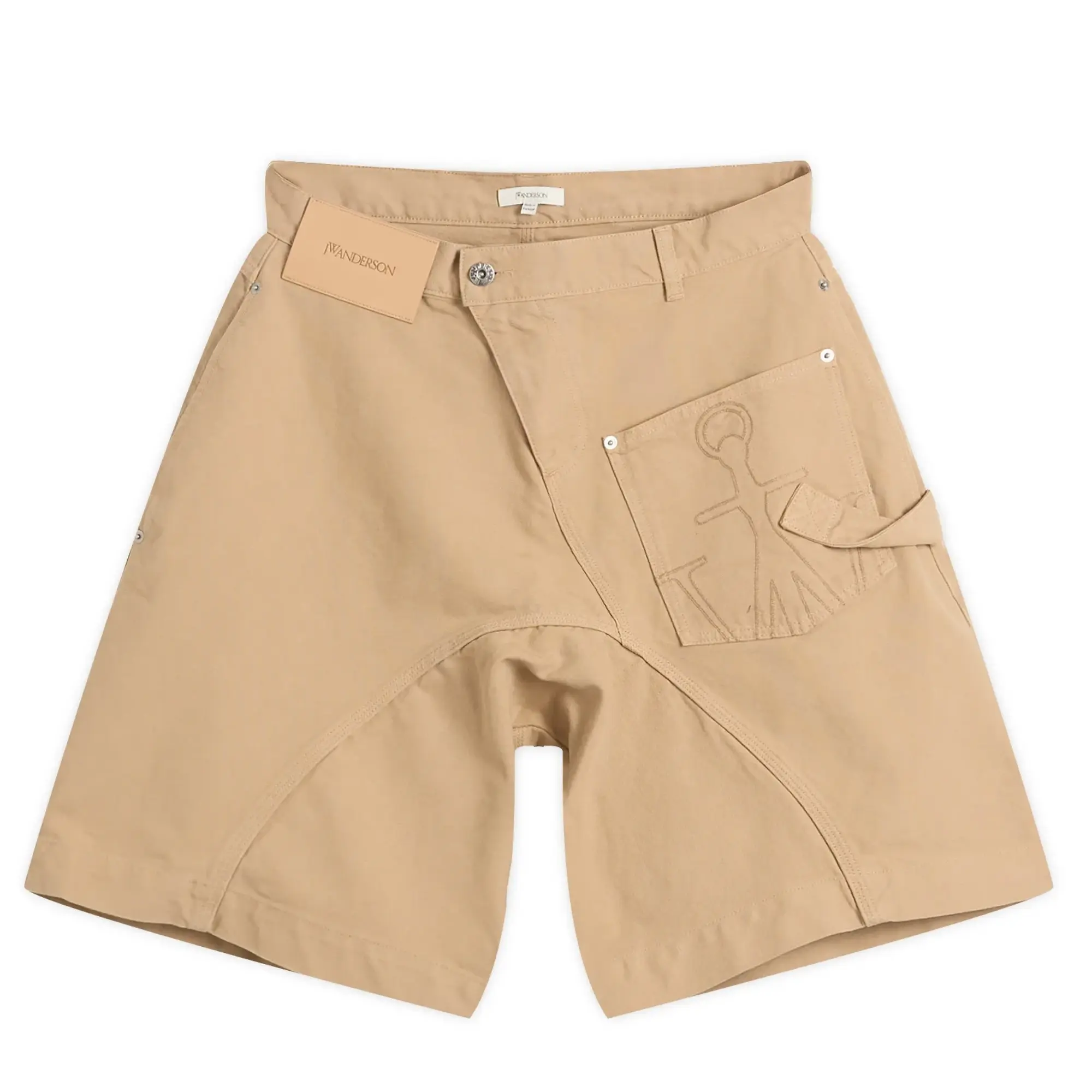 JW Anderson Men's Twisted Workwear Shorts Flax