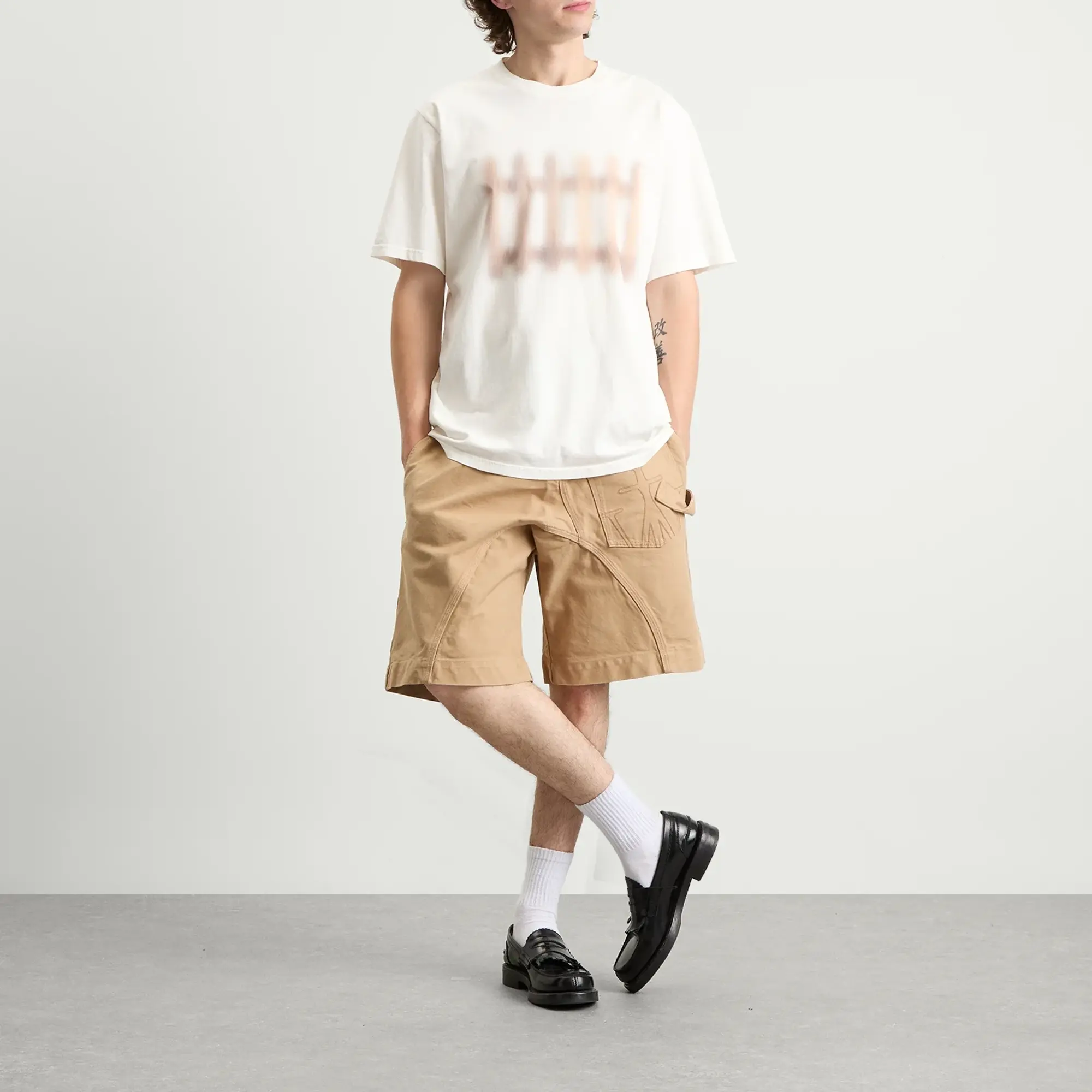 JW Anderson Men's Twisted Workwear Shorts Flax