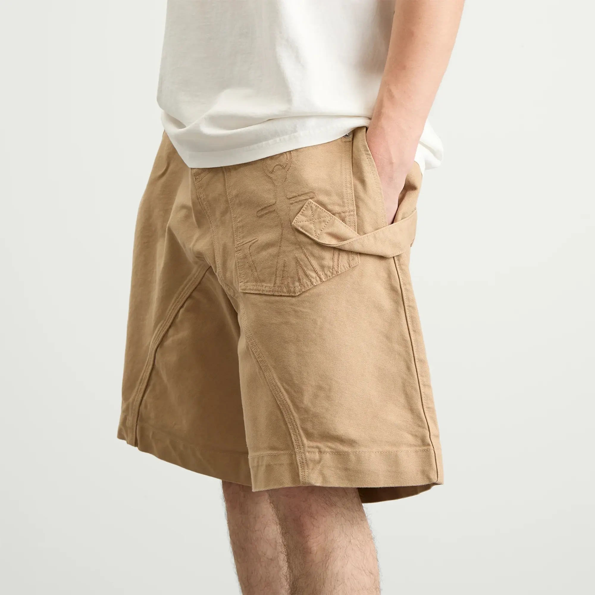 JW Anderson Men's Twisted Workwear Shorts Flax