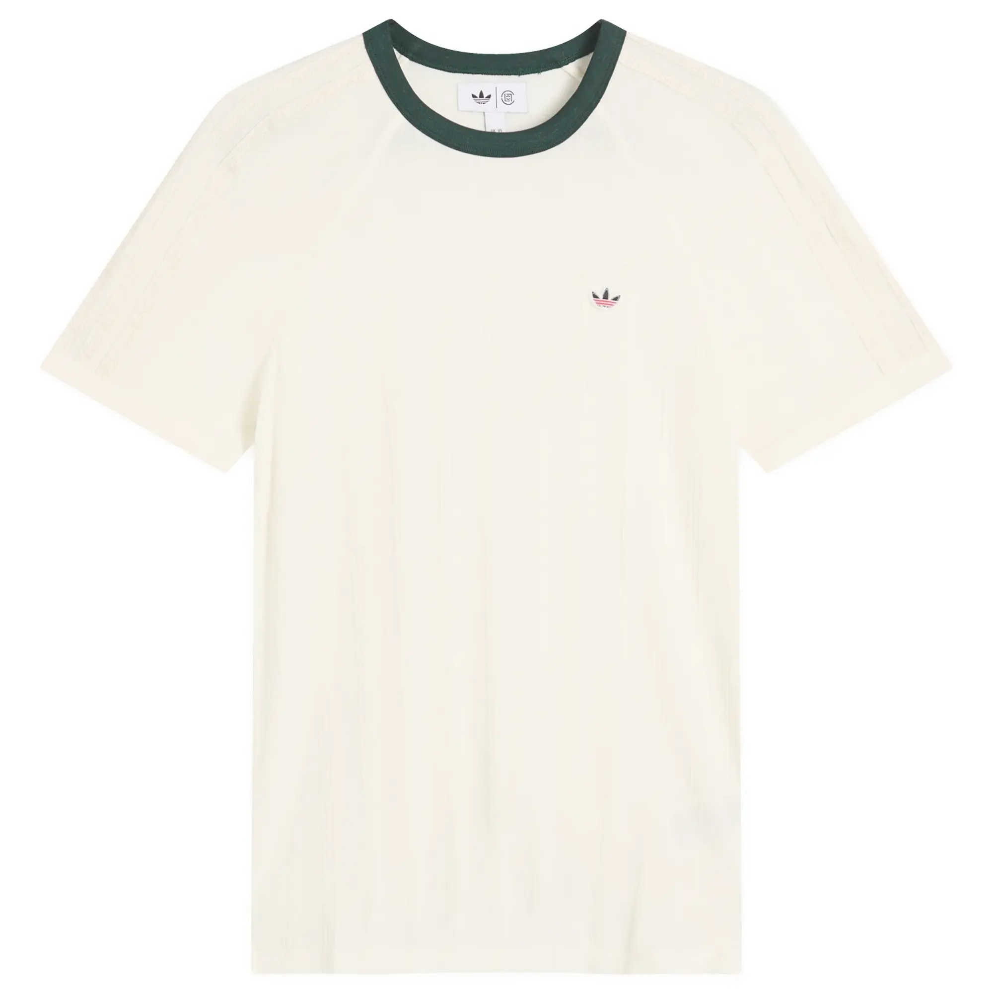 Adidas Women's x Clot Ribbed T-Shirt Cream White/Green Night