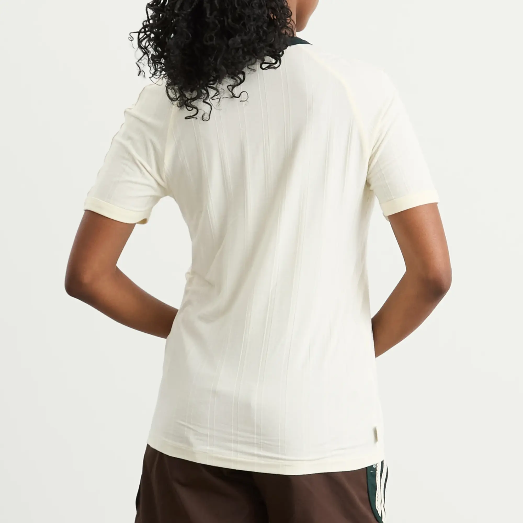 Adidas Women's x Clot Ribbed T-Shirt Cream White/Green Night