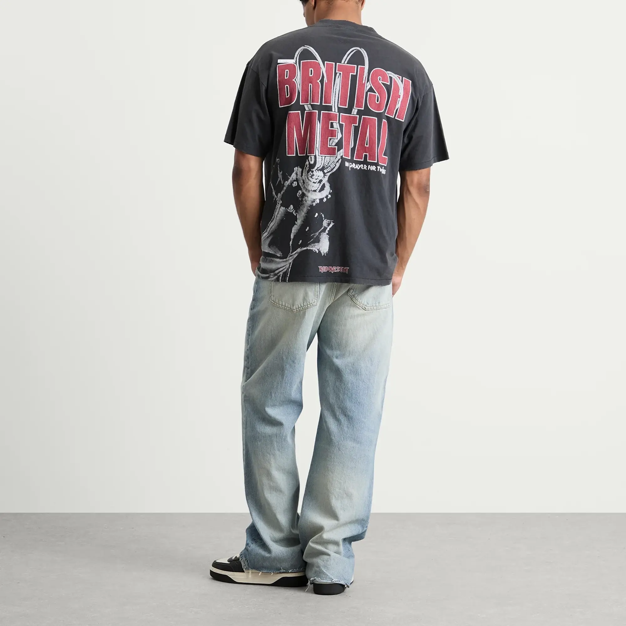 Represent Men's Iron Maiden British Metal T-Shirt Stained Black