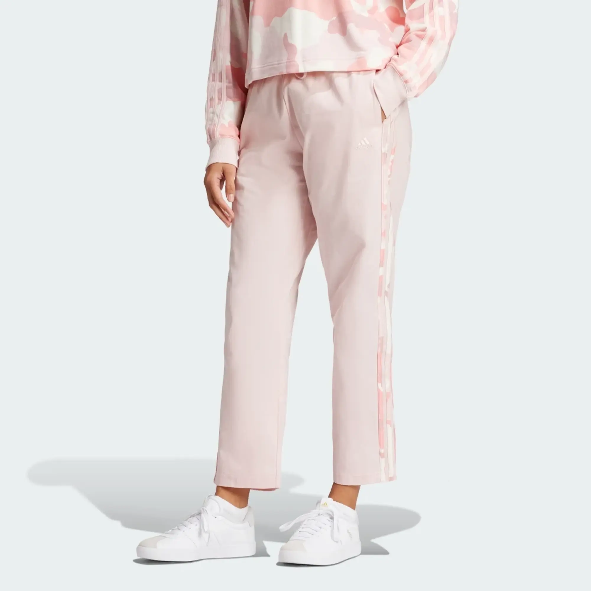 adidas Essentials Camo-Print 3-Stripes Twill Trousers