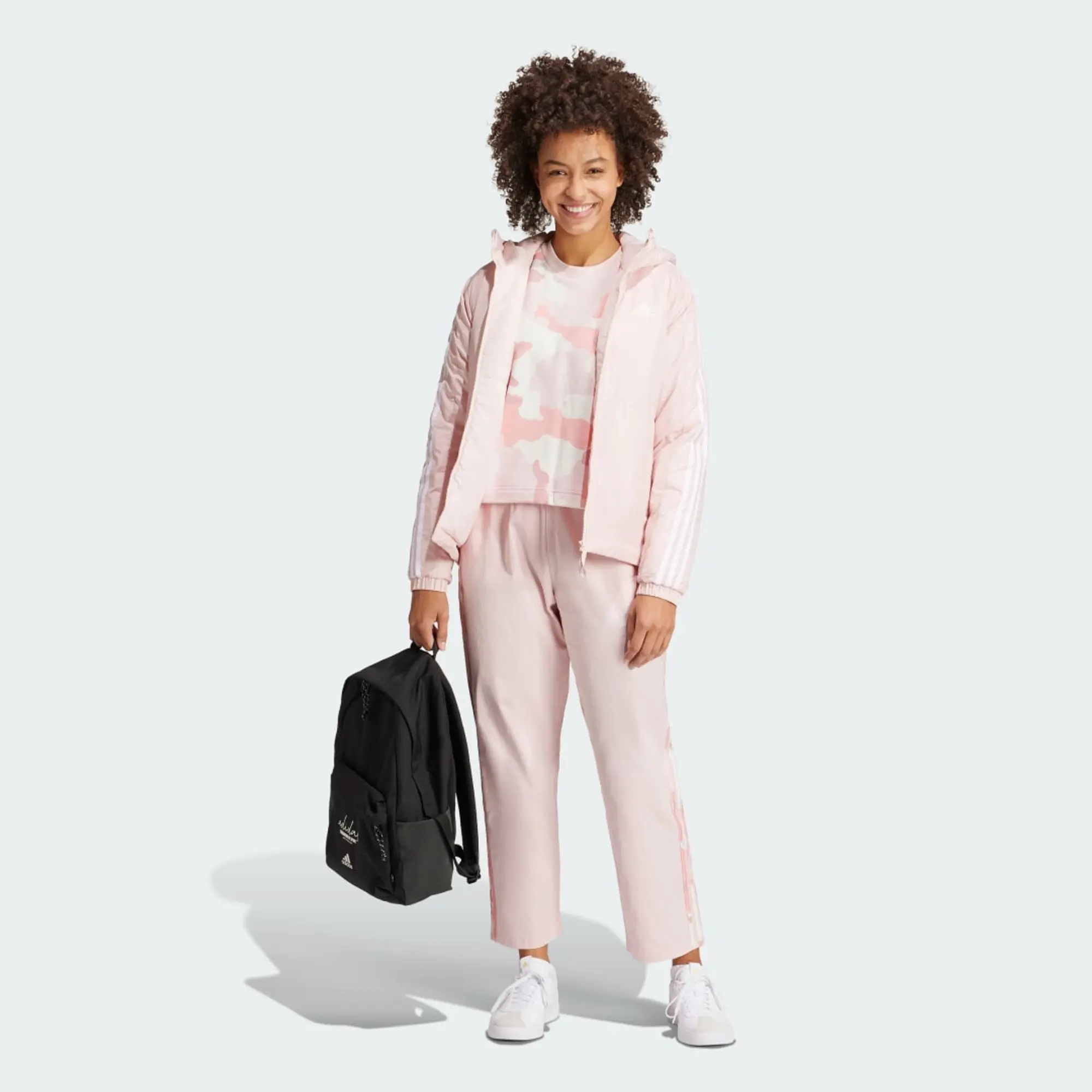 adidas Essentials Camo-Print 3-Stripes Twill Trousers