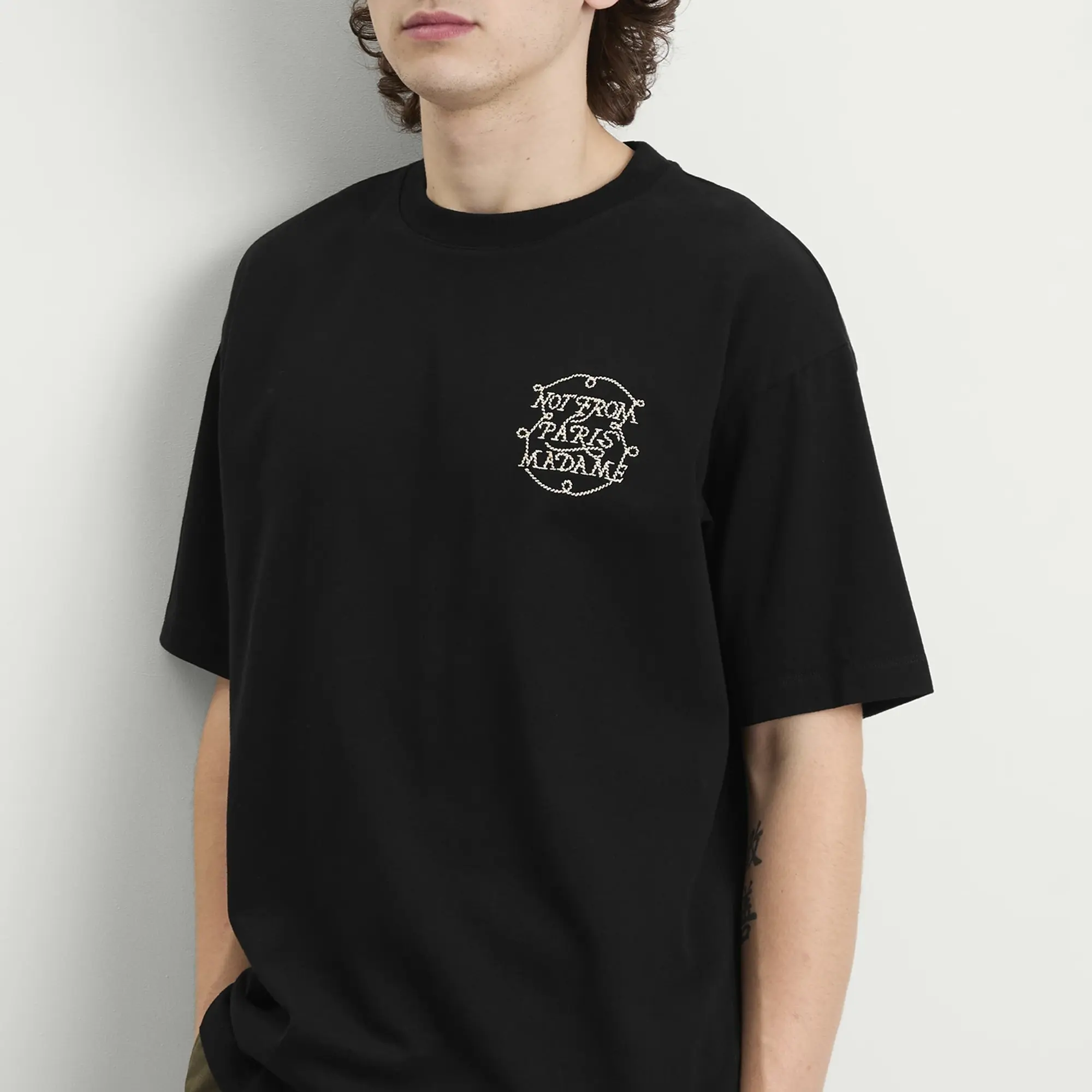 Drôle de Monsieur Men's Braided Slogan T-Shirt Black