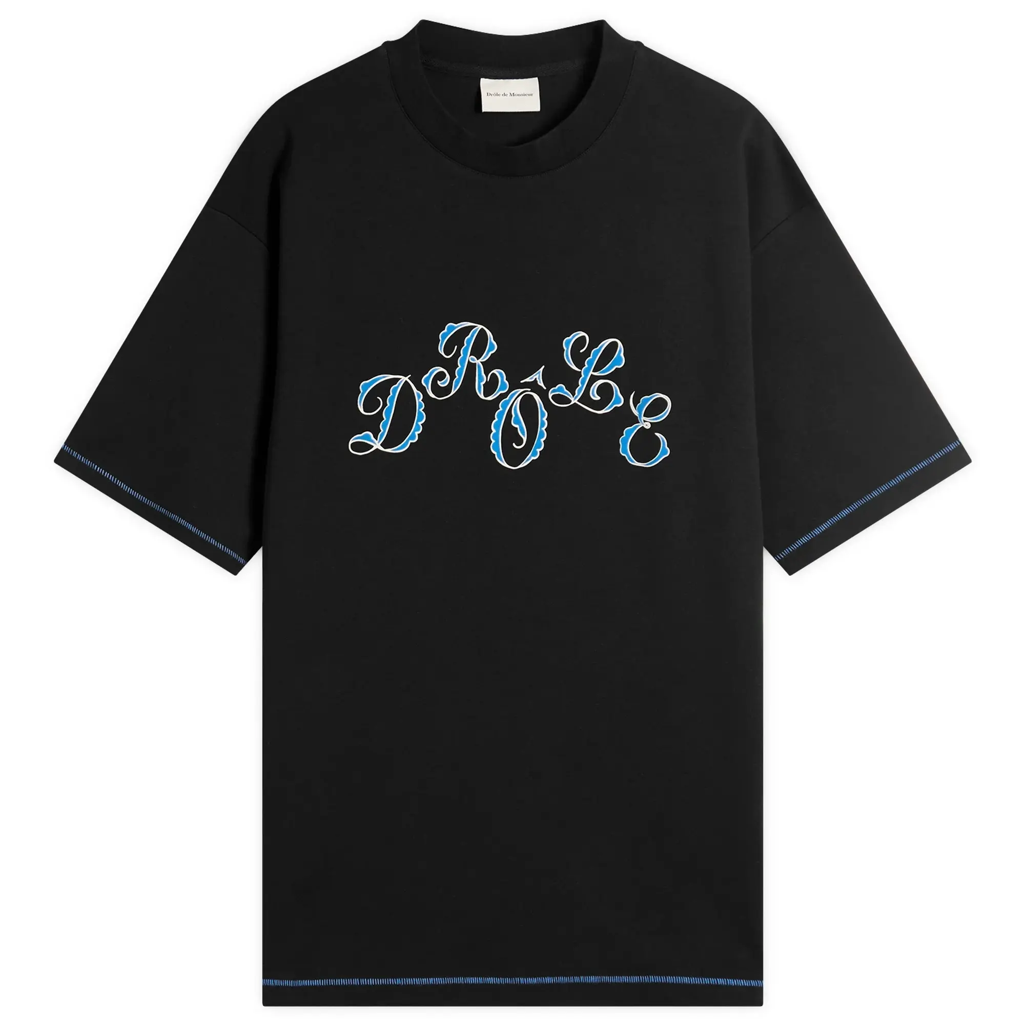 Drôle de Monsieur Men's Stagger Logo T-Shirt Black