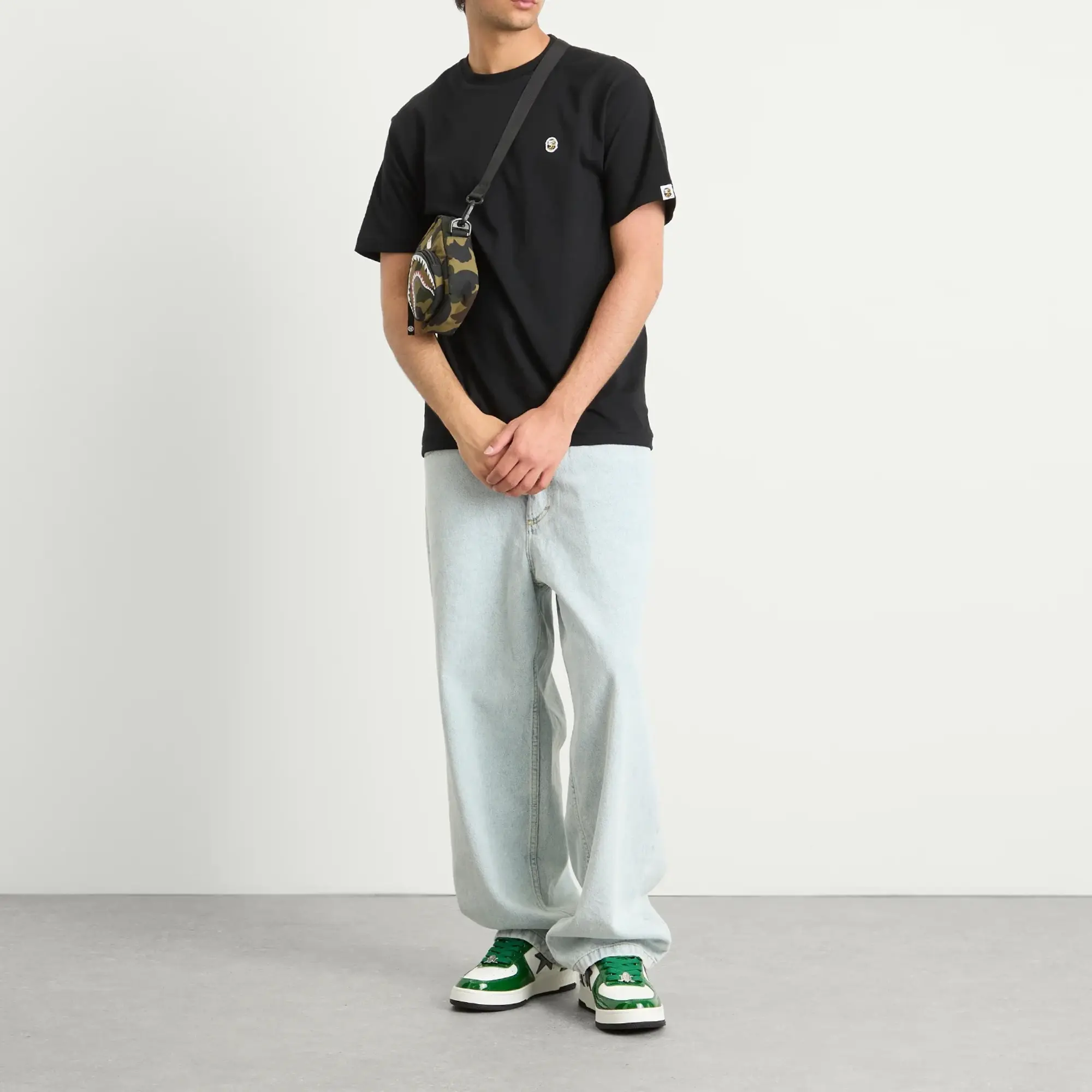 A Bathing Ape Men's 1St Camo Shark Mini Bag Green