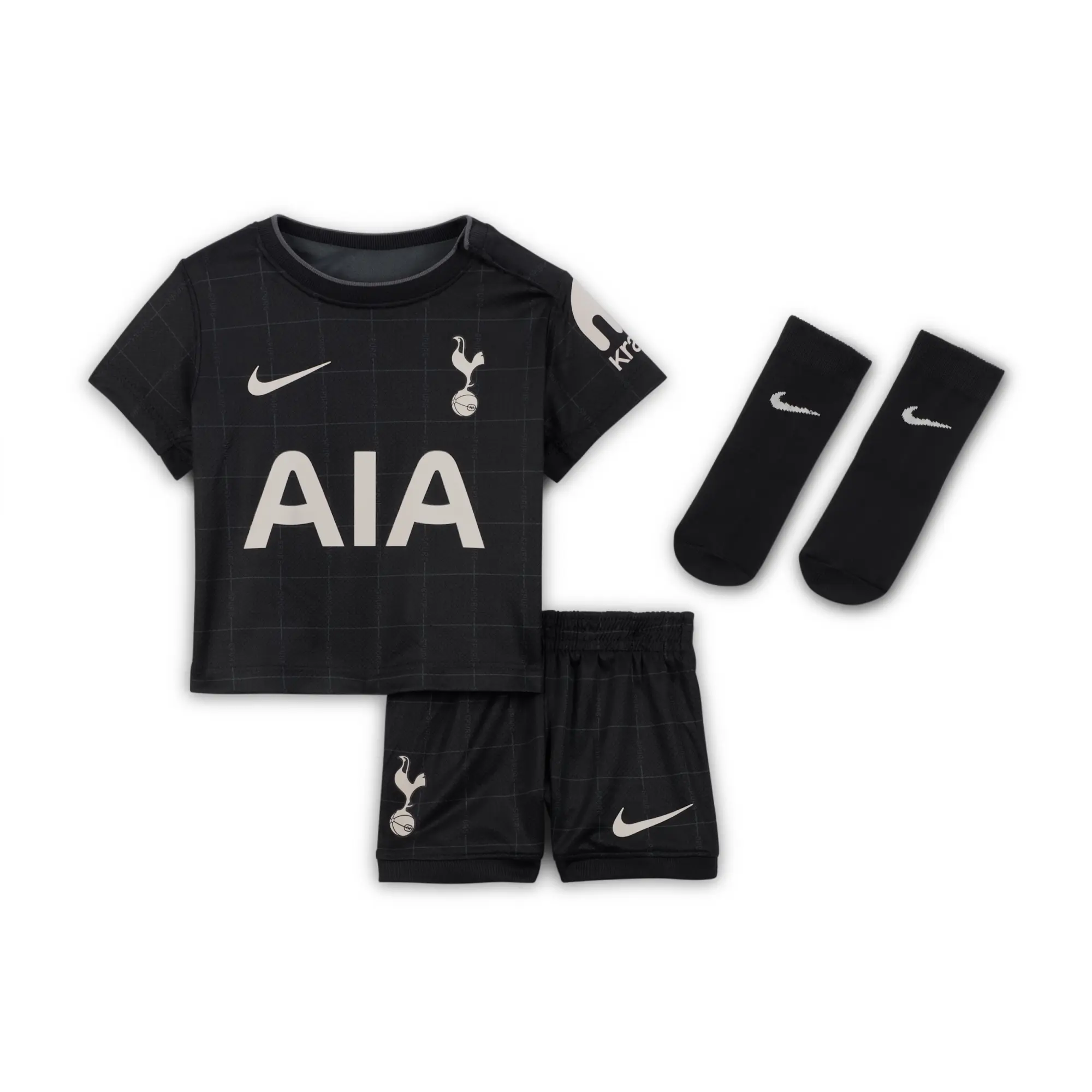 Tottenham Hotspur 2025/26 Stadium Away Baby/Toddler Nike Football Replica 3-Piece Kit - Black - Recycled Polyester