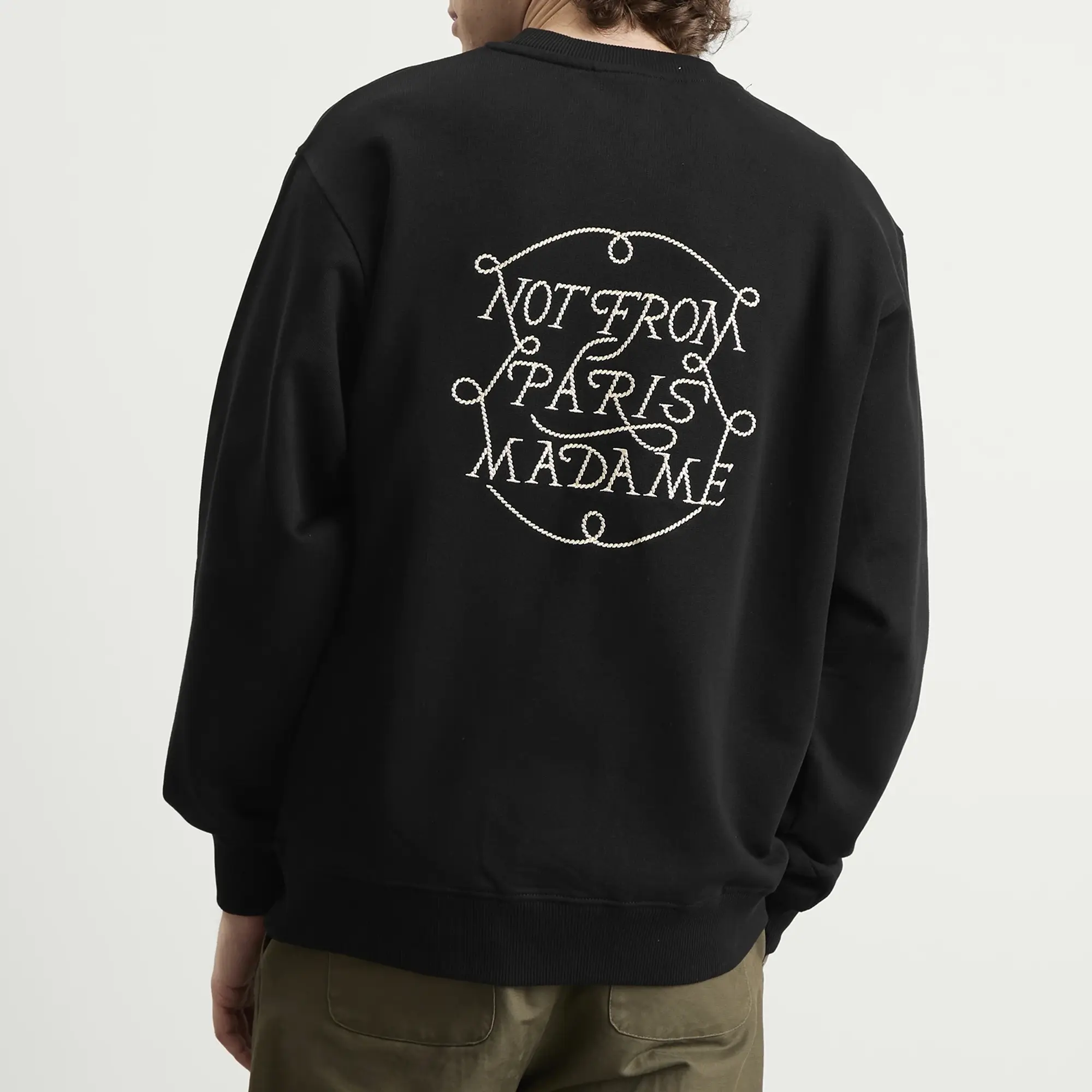 Drôle de Monsieur Men's Slogan Braided Sweatshirt Black