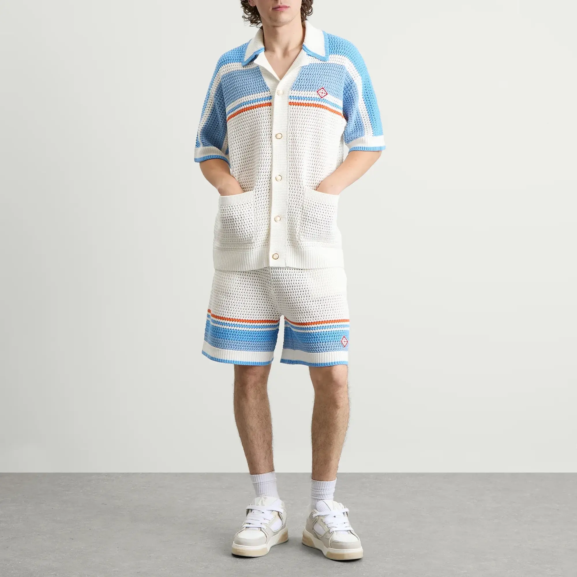 Casablanca Men's Faux Crochet Cotton Shorts White