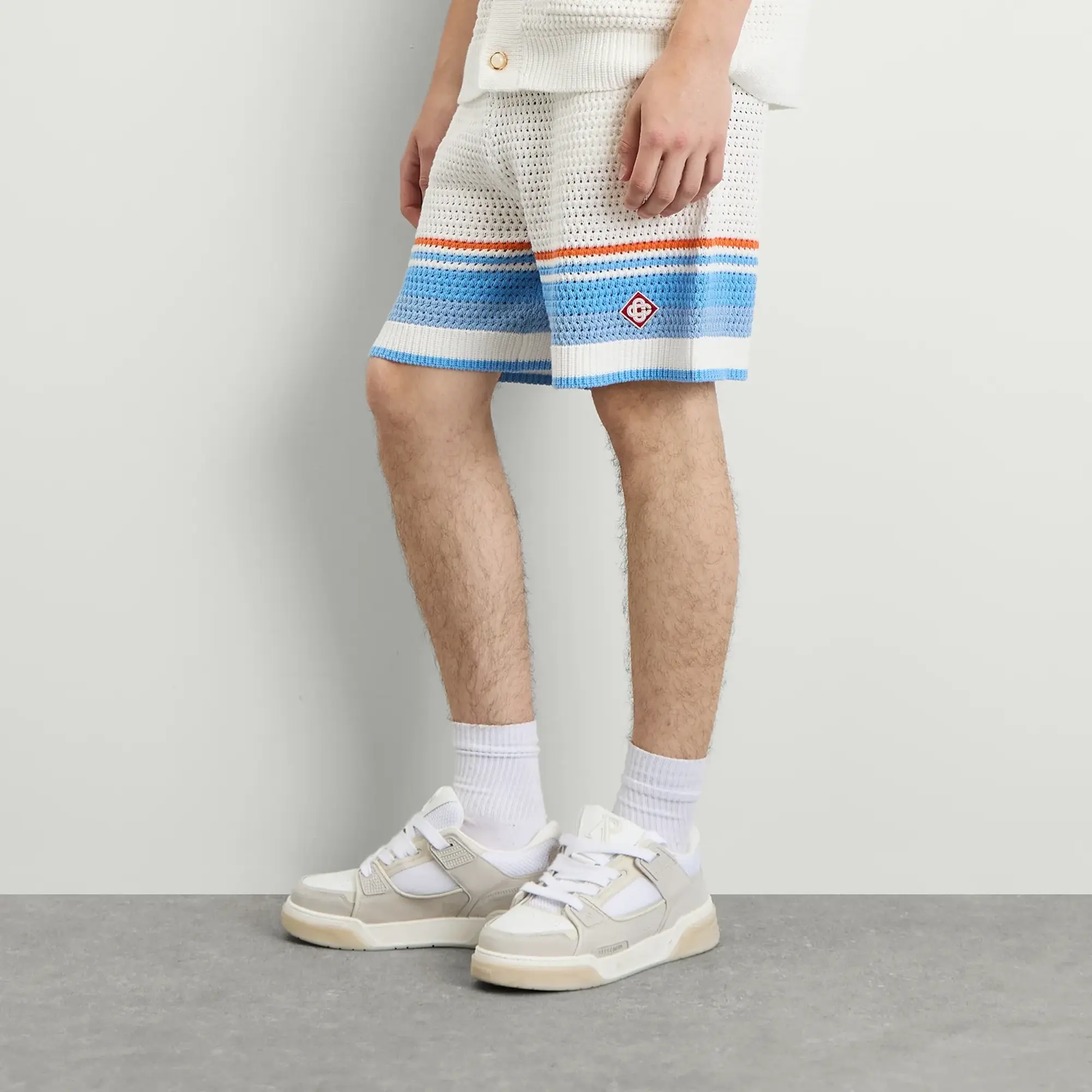 Casablanca Men's Faux Crochet Cotton Shorts White