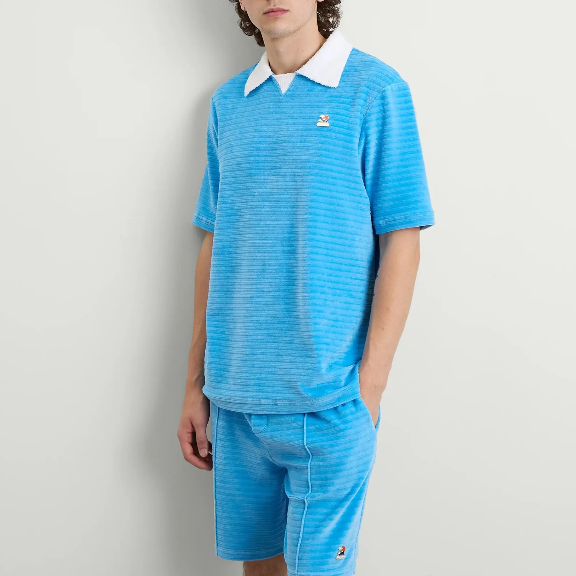 Casablanca Men's Velour Polo Blue