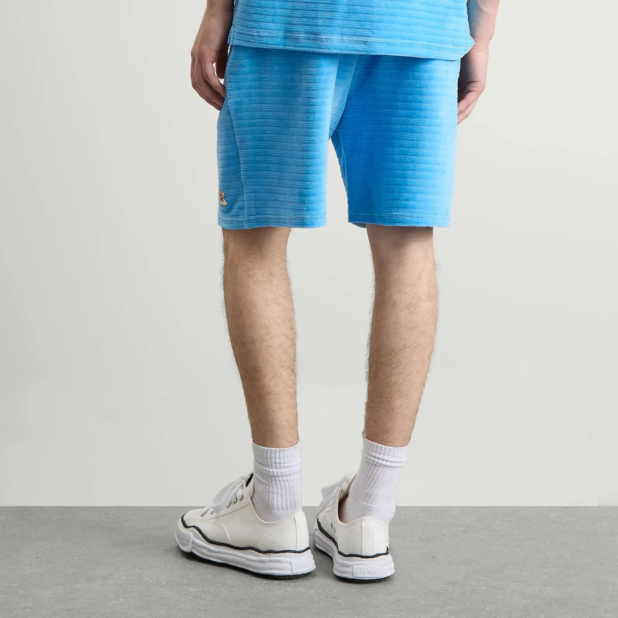 Casablanca Men's Velour Pintuck Shorts Blue