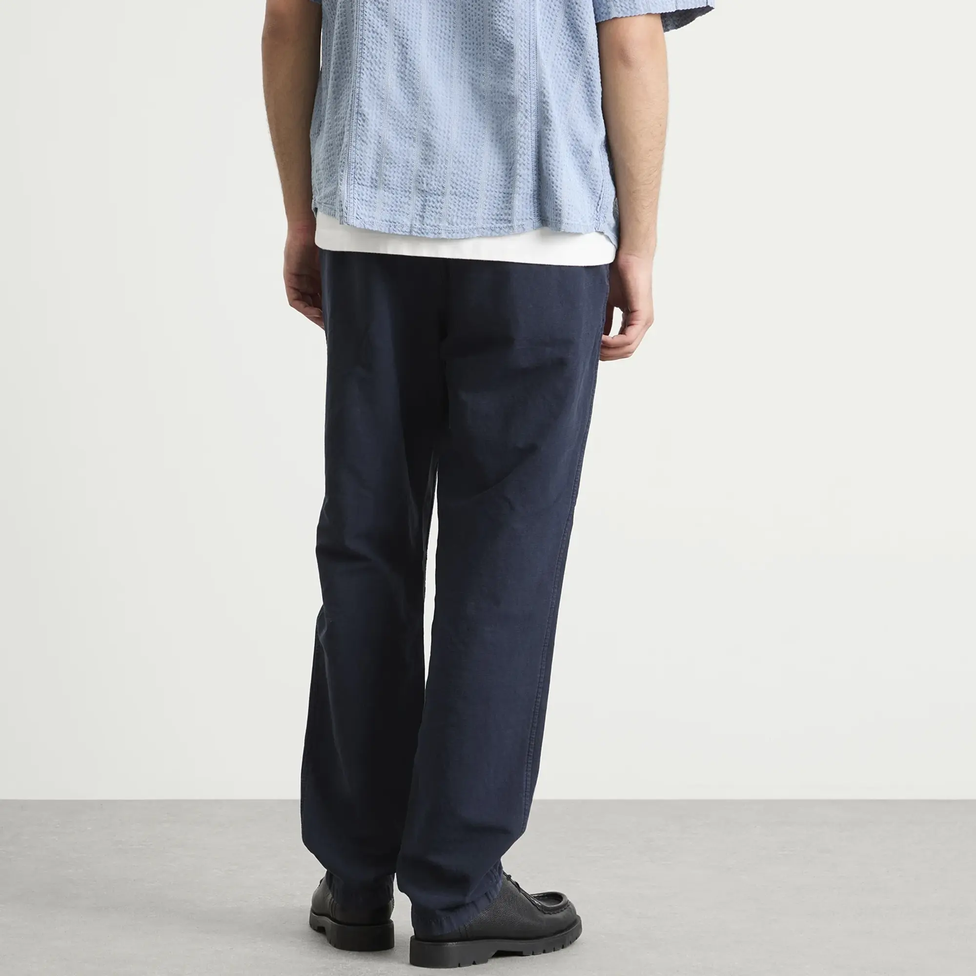 Norse Projects Men's Ezra Relaxed Cotton Linen Trousers Dark Navy