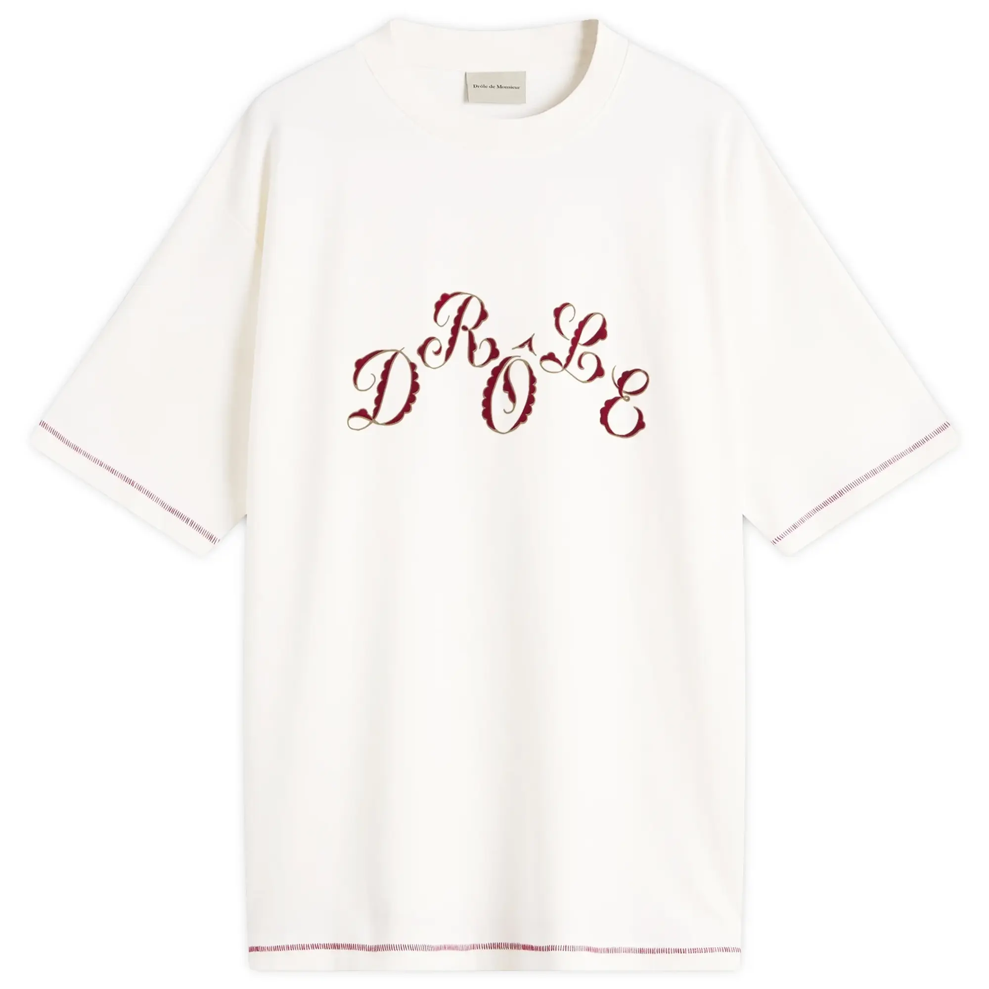 Drôle de Monsieur Men's Stagger Logo T-Shirt Off White