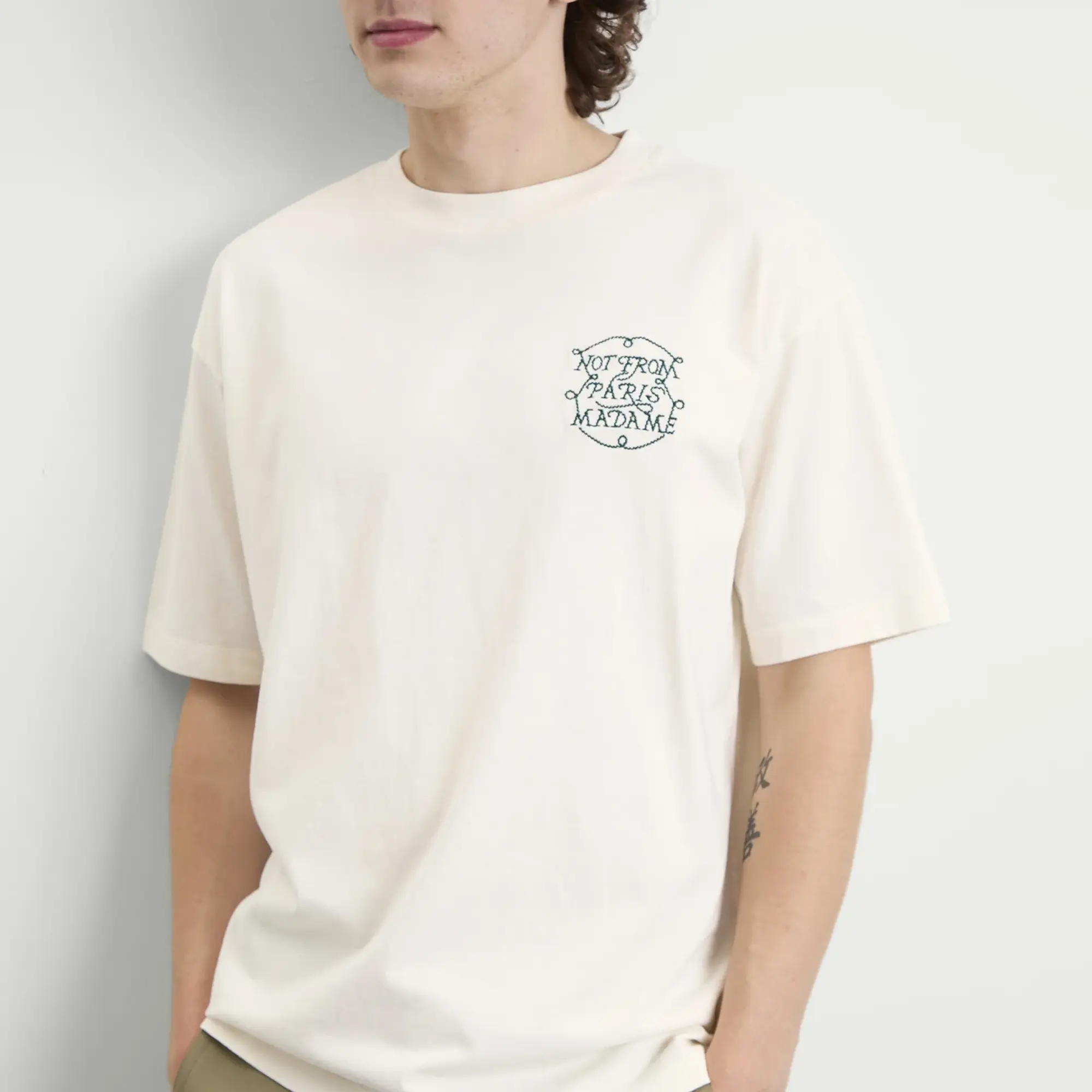 Drôle de Monsieur Men's Braided Slogan T-Shirt Off White