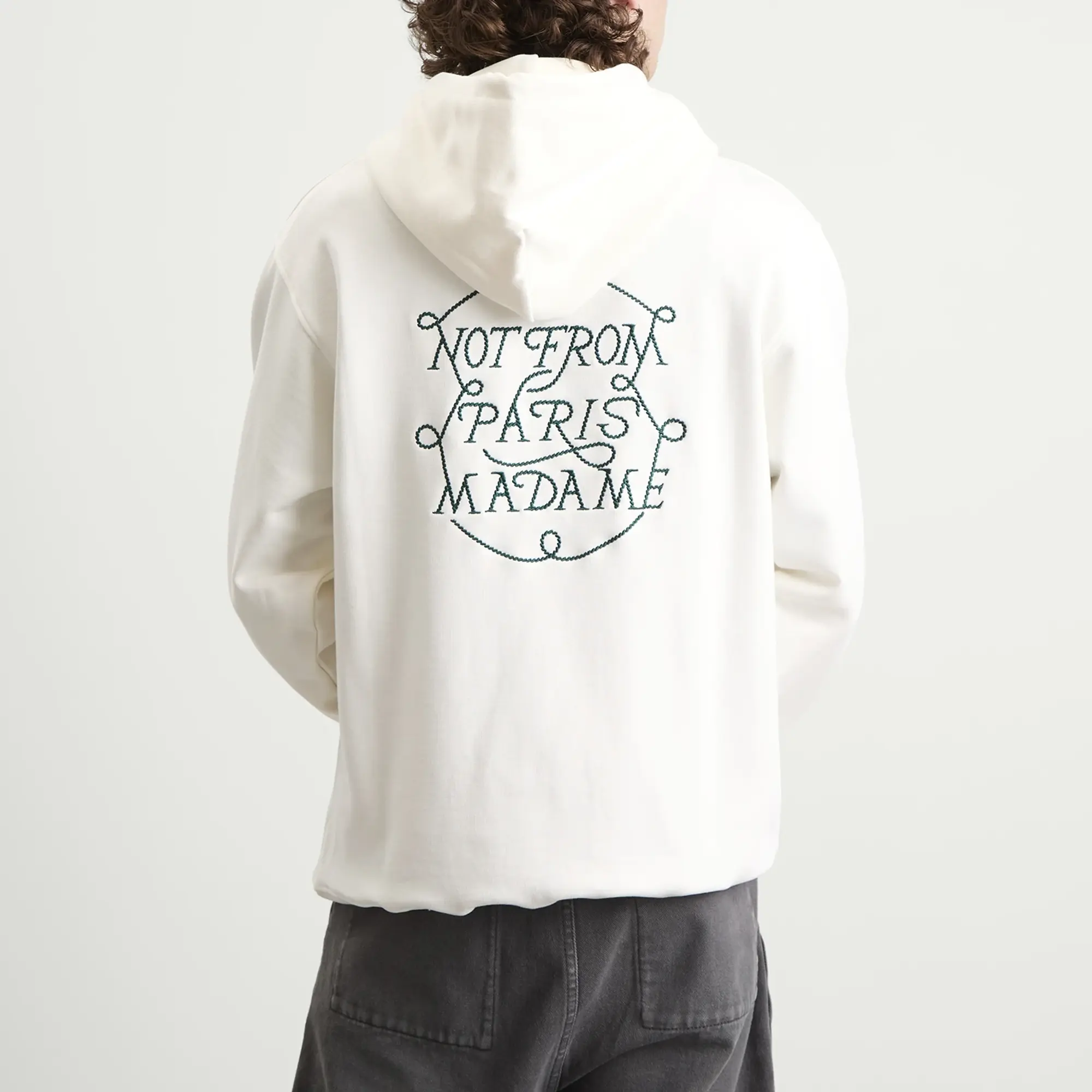 Drôle de Monsieur Men's Braided Slogan Hoodie Off White