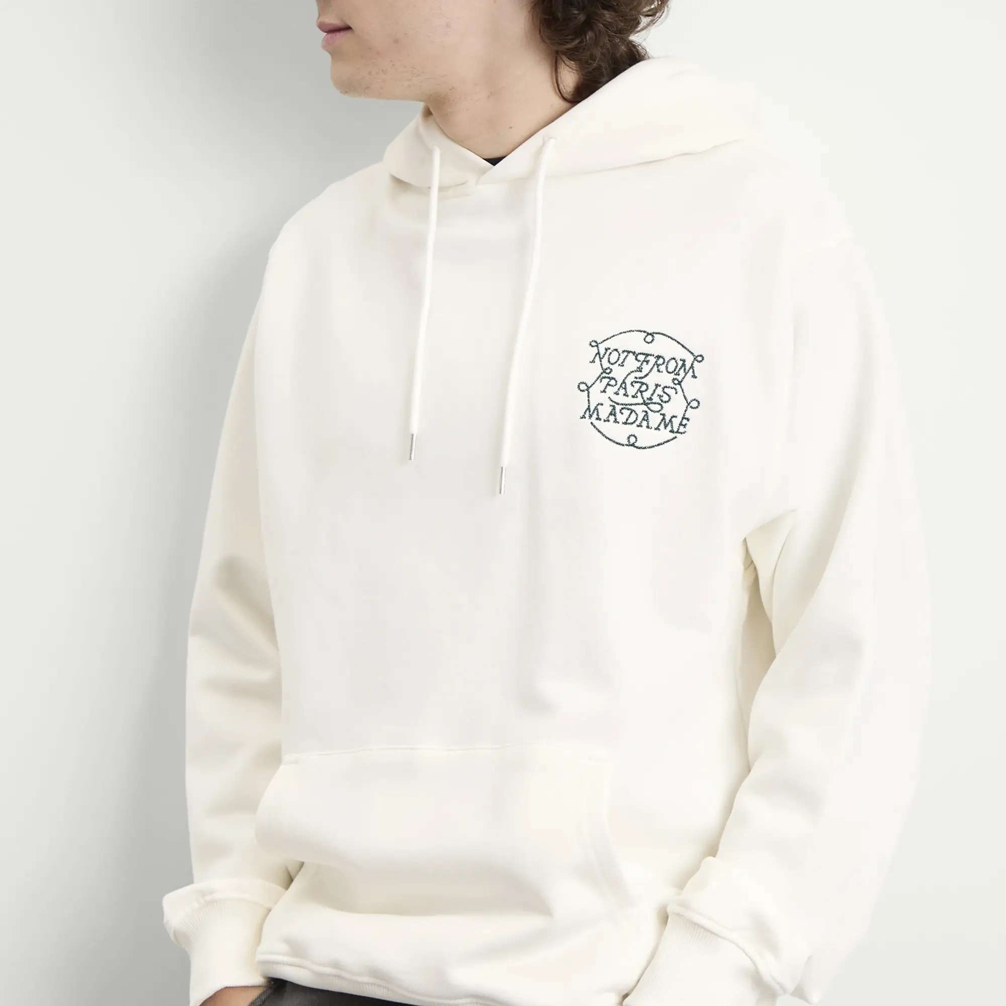 Drôle de Monsieur Men's Braided Slogan Hoodie Off White