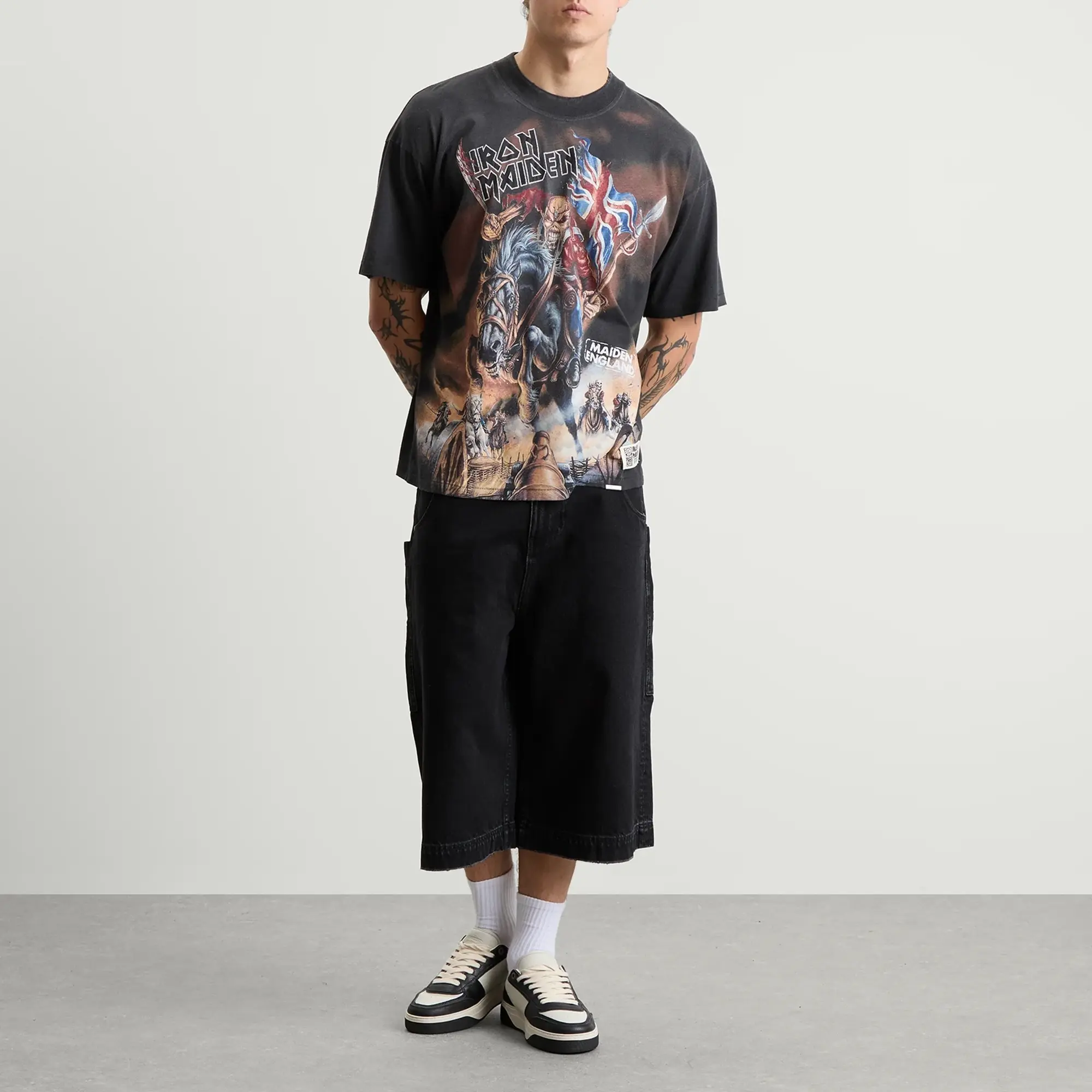 Represent Men's Iron Maiden Steed T-Shirt Stained Black