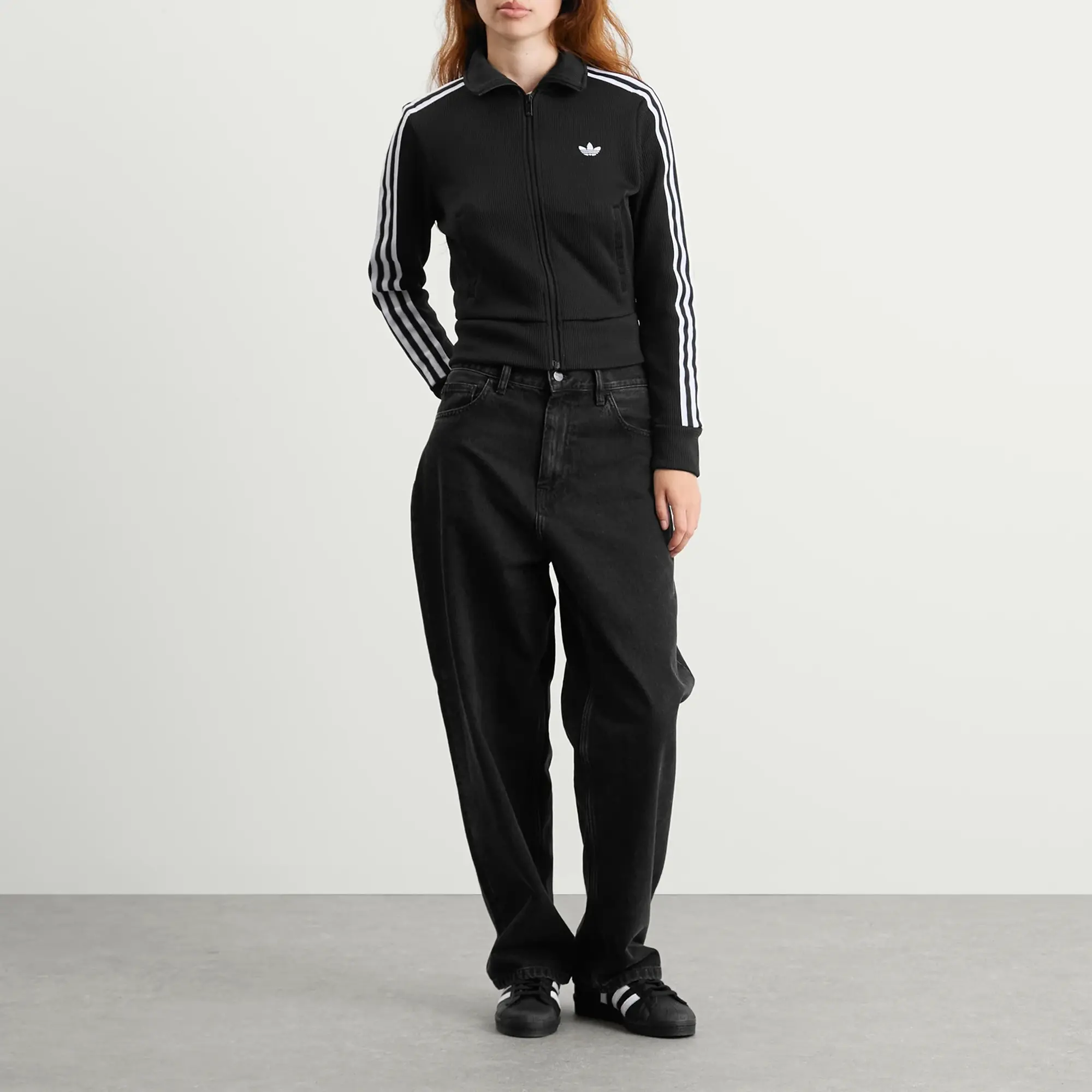 Adidas Women's Firebird Adicolor Knit Track Top Black/White
