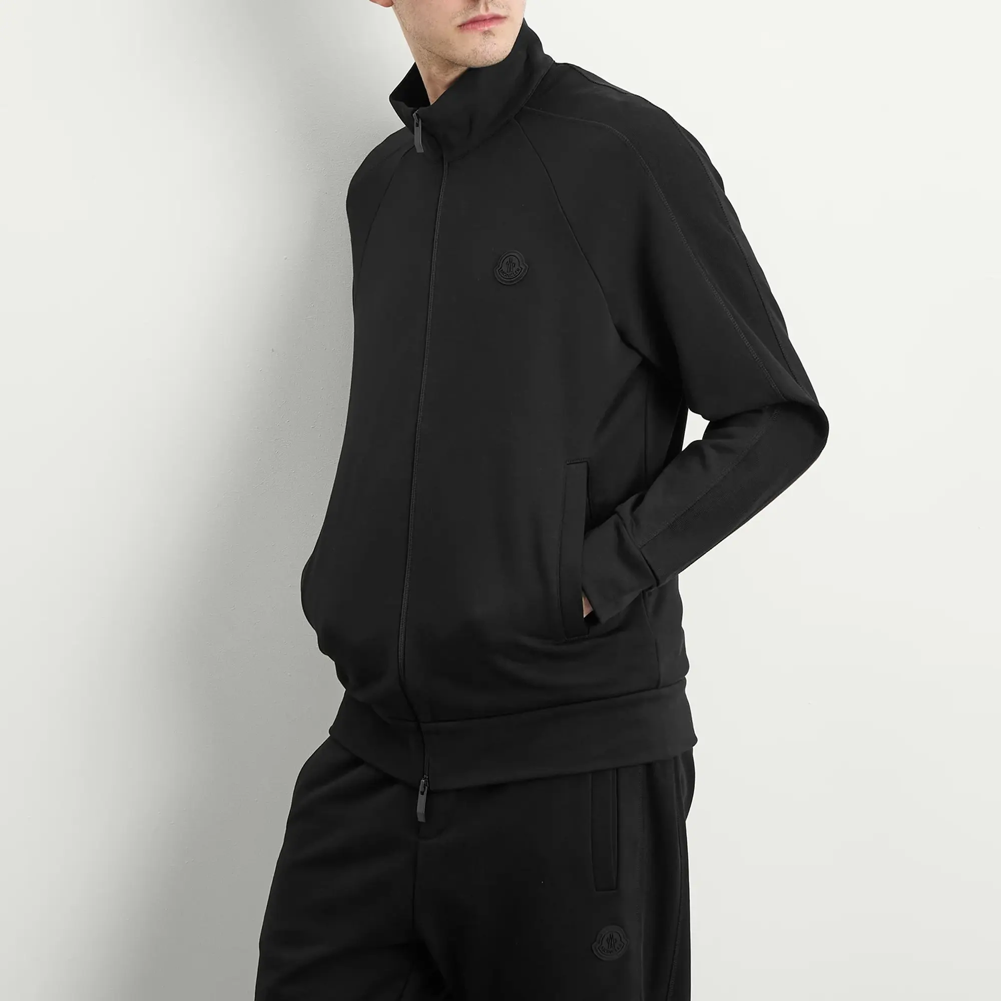 Moncler Men's Cotton Fleece Zip Up Jacket Black