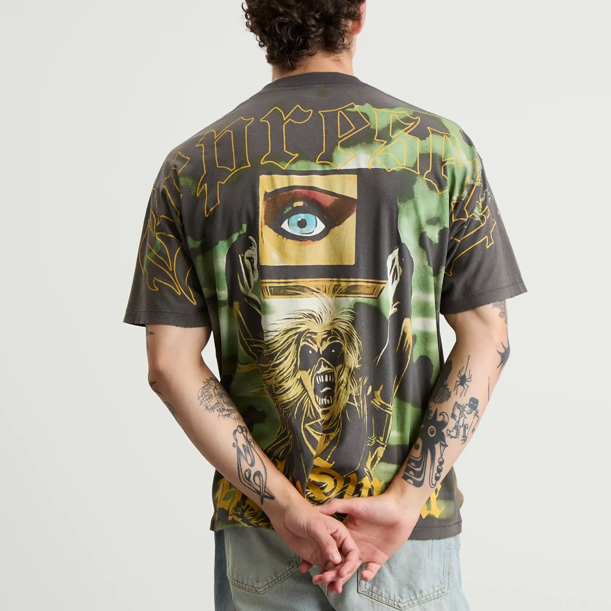 Represent Men's Iron Maiden Holy Smoke T-Shirt Sunfade Grey