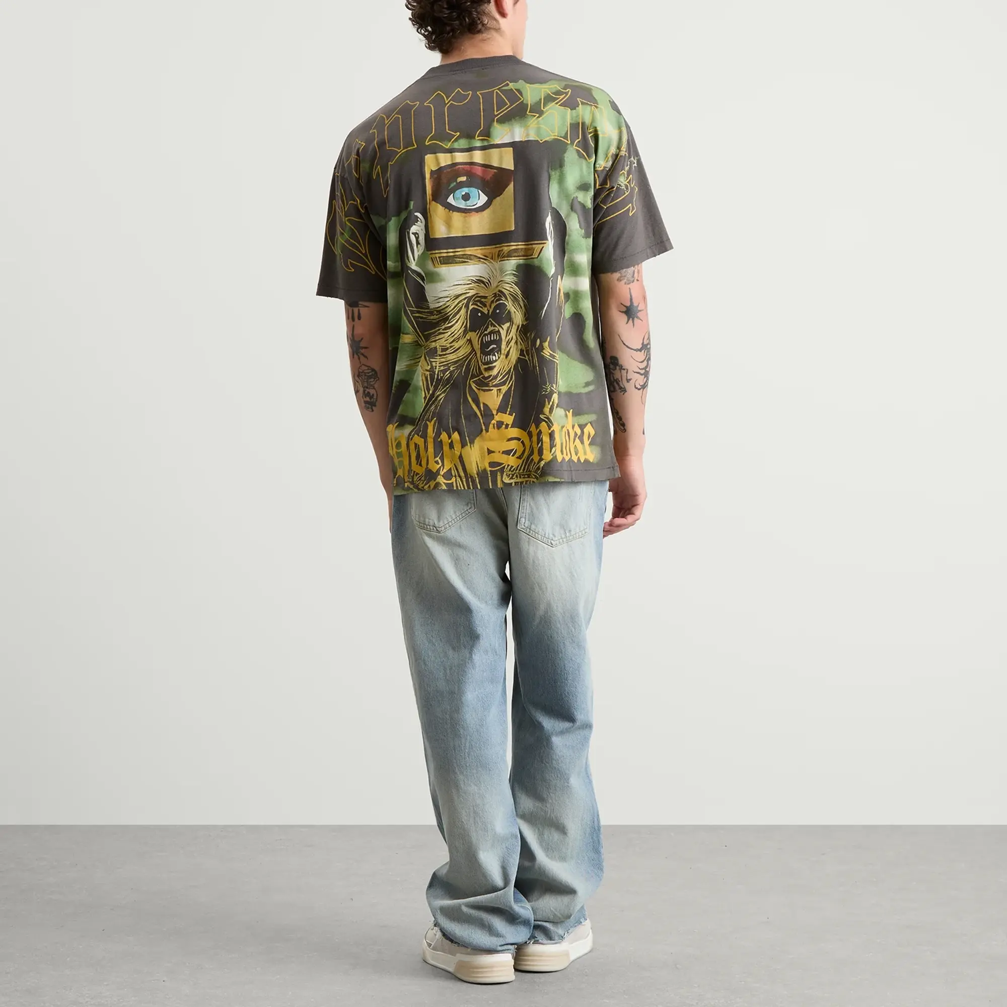Represent Men's Iron Maiden Holy Smoke T-Shirt Sunfade Grey
