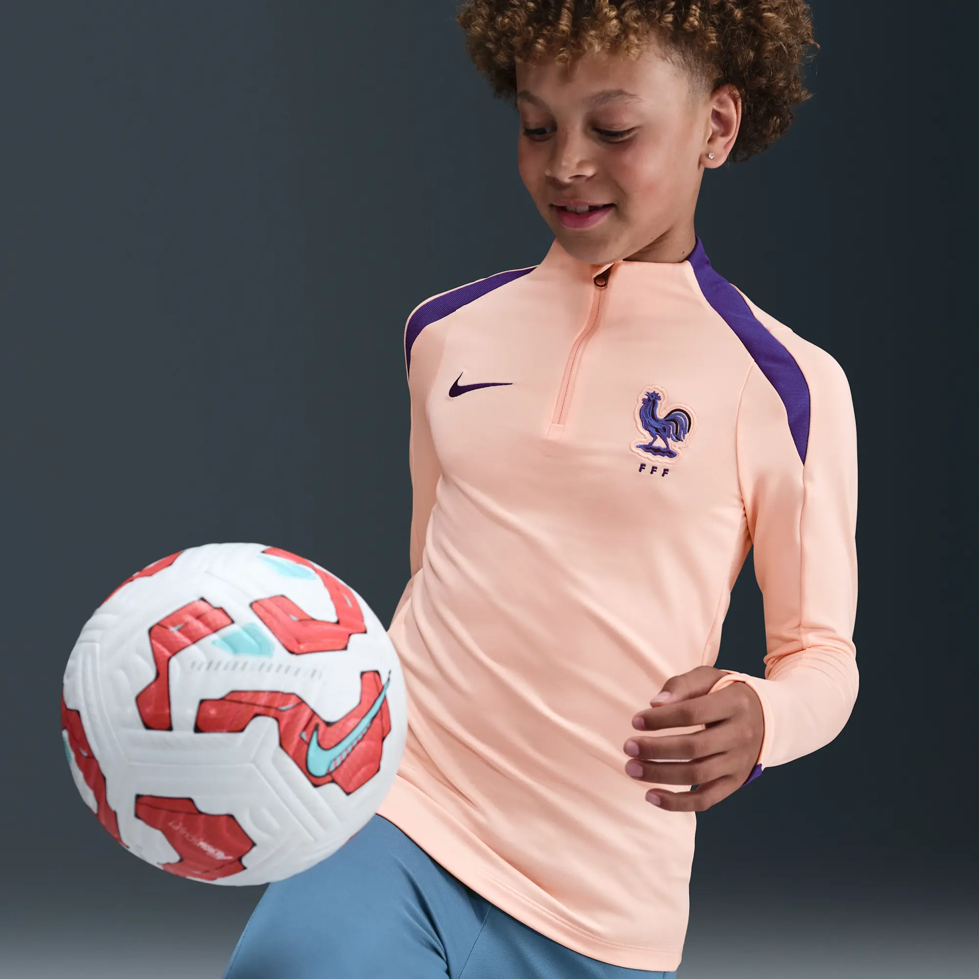 FFF Strike Older Kids' Nike Dri-FIT Football Drill Top - Pink - Recycled Polyester Minimum
