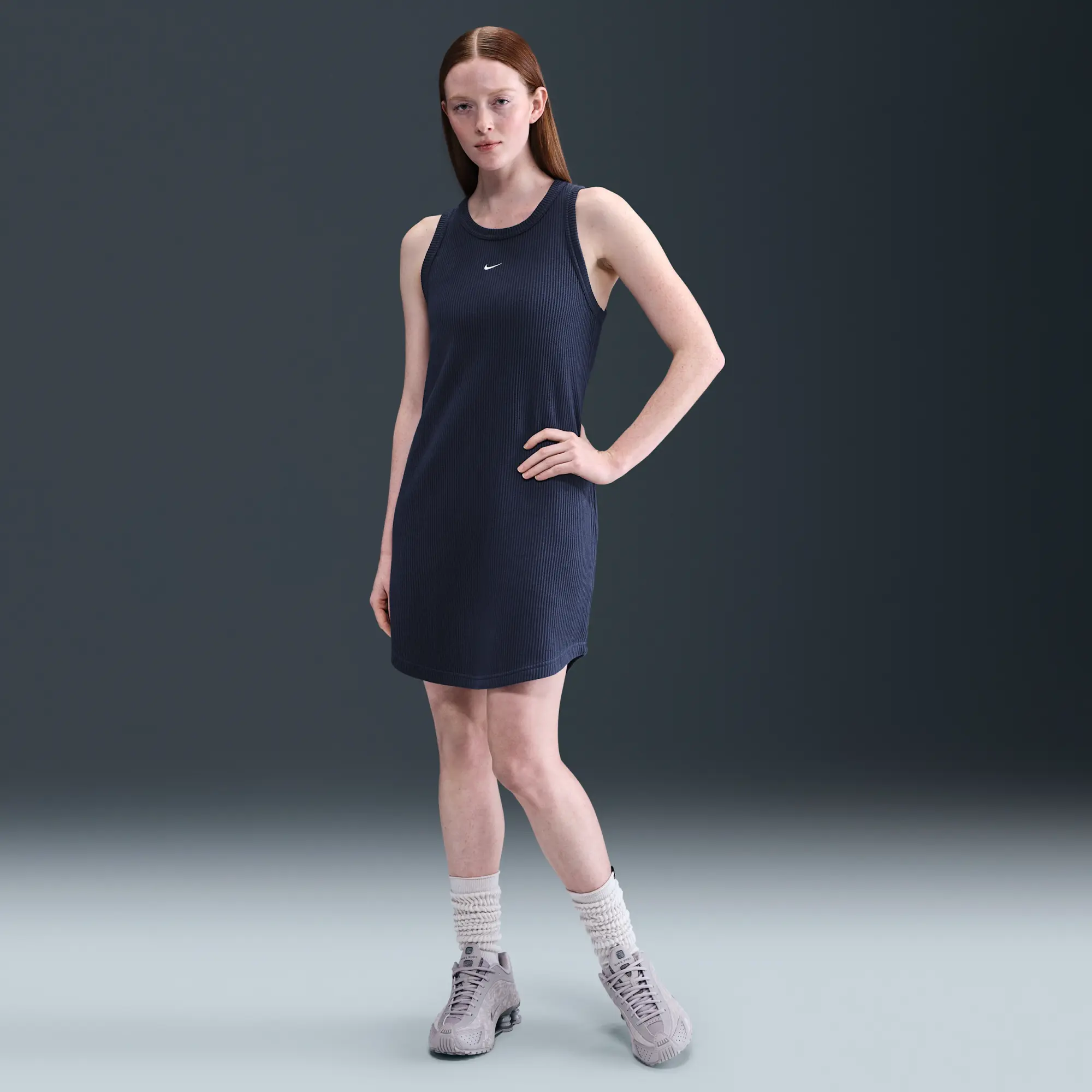 Nike Sportswear Chill Knit Women's Waffle Tank Top Dress - Blue - Cotton/Polyester