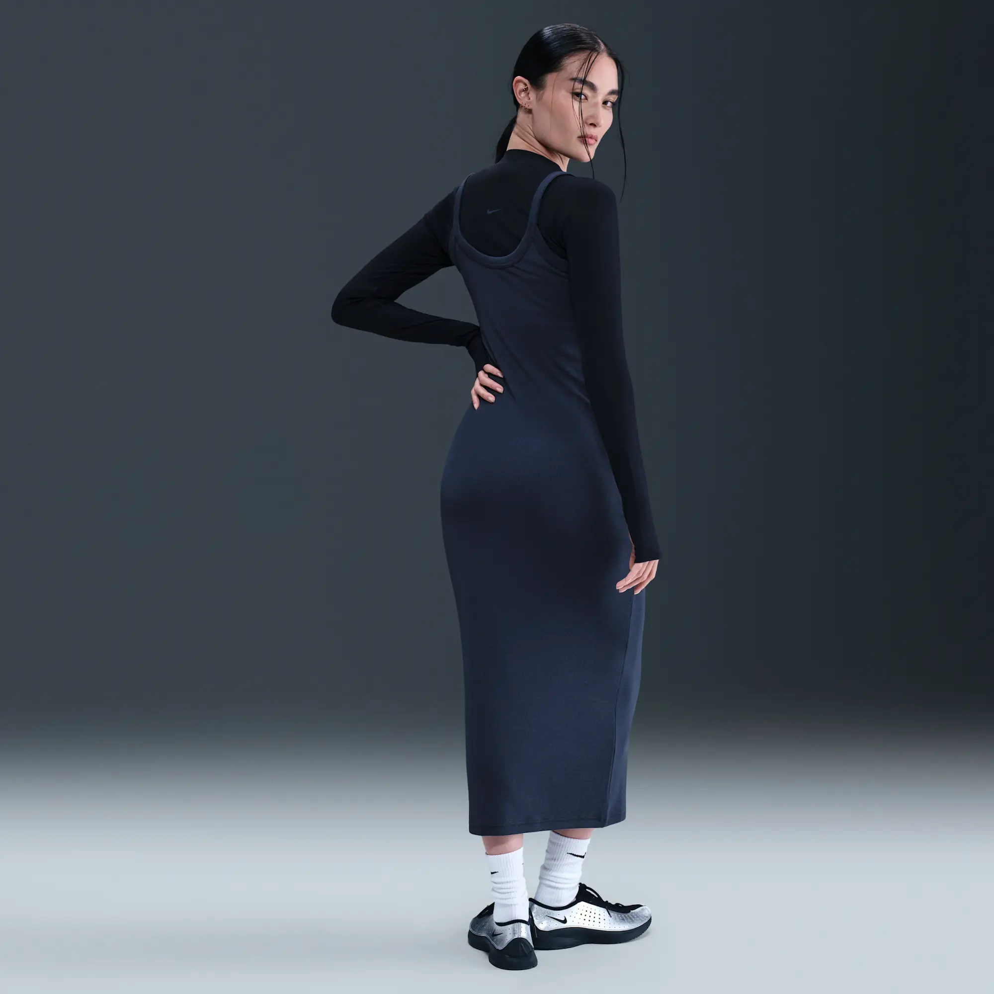 Nike Sportswear Chill Knit Women's Tight Mini-Rib Tank Top Dress - Blue - Polyester/Lyocell/Elastane