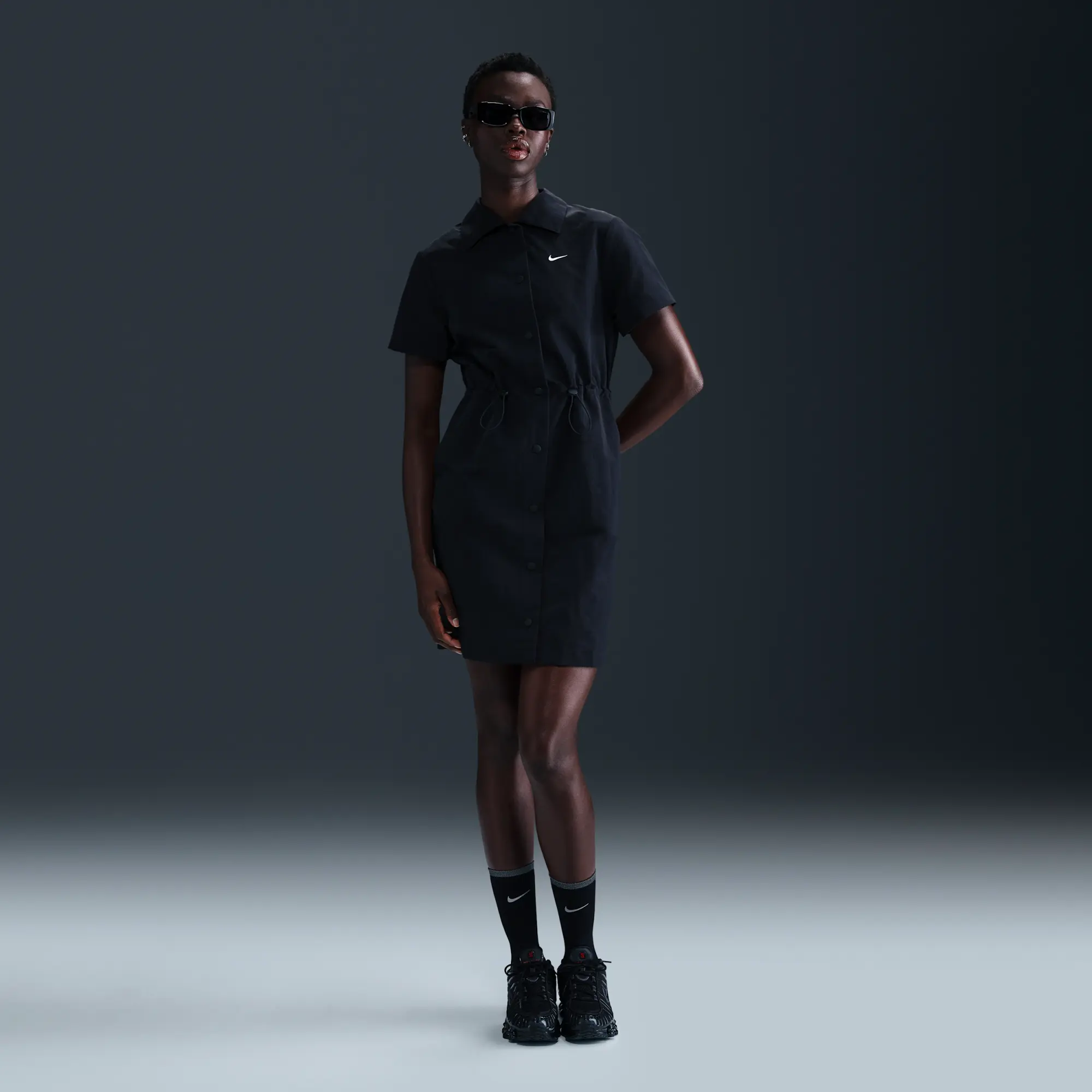 Nike Sportswear Everything Wovens Women's Short-Sleeve Mini Dress - Black - Nylon