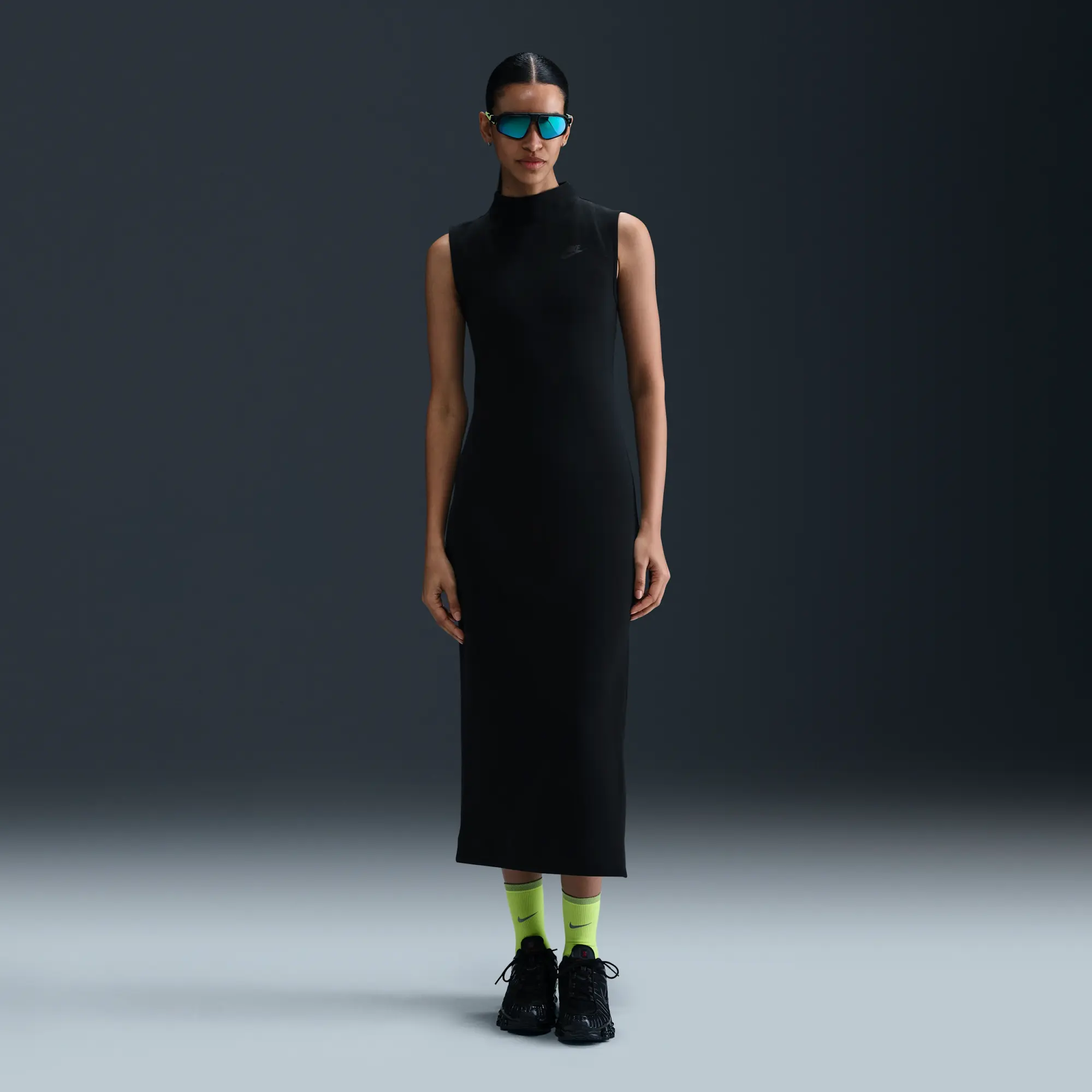 Nike Sportswear Tech Fleece Women's Slim Maxi Tank Top Dress - Black - Cotton/Polyester/Elastane