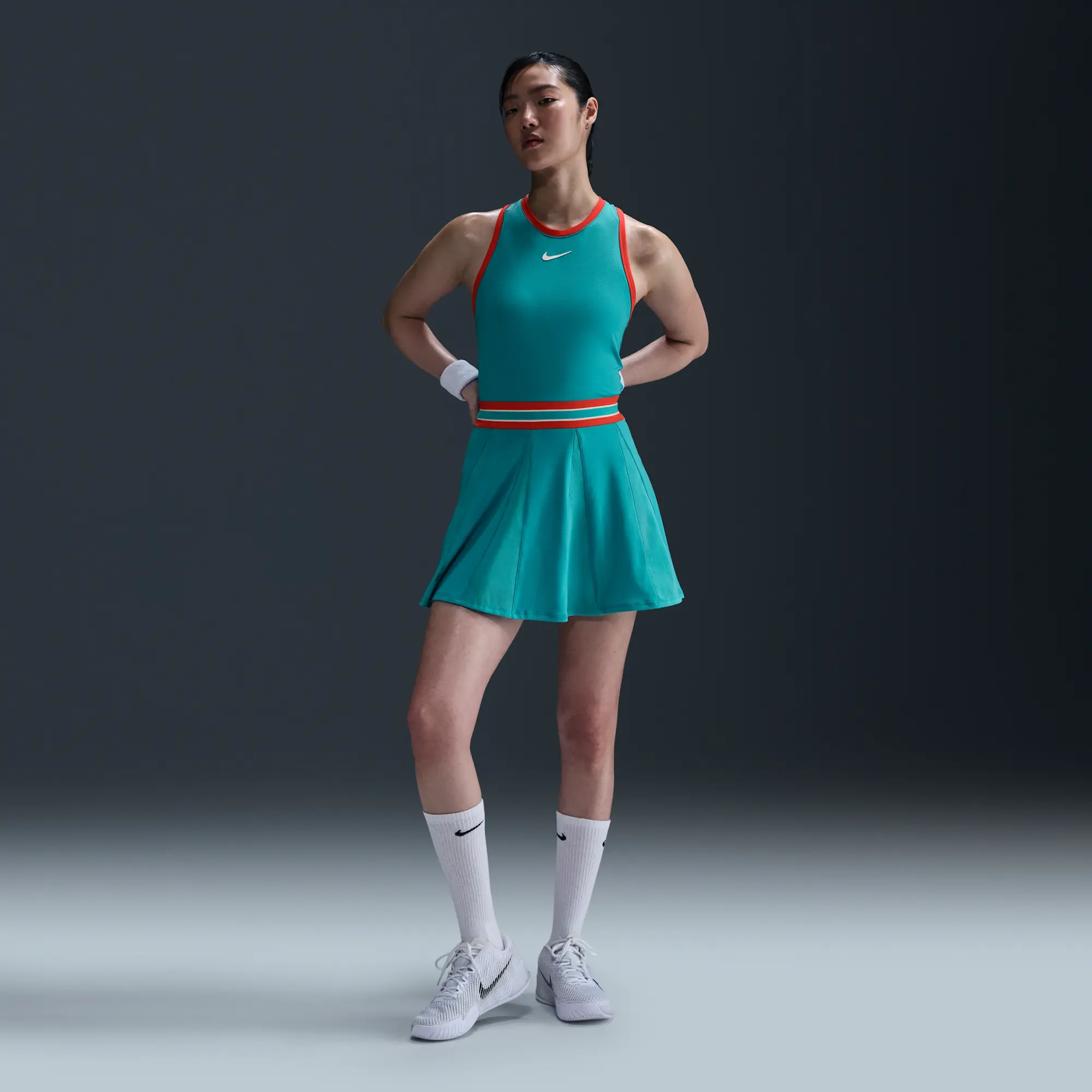 NikeCourt Slam Women's Dri-FIT Tennis Dress - Green - Polyester/Elastane