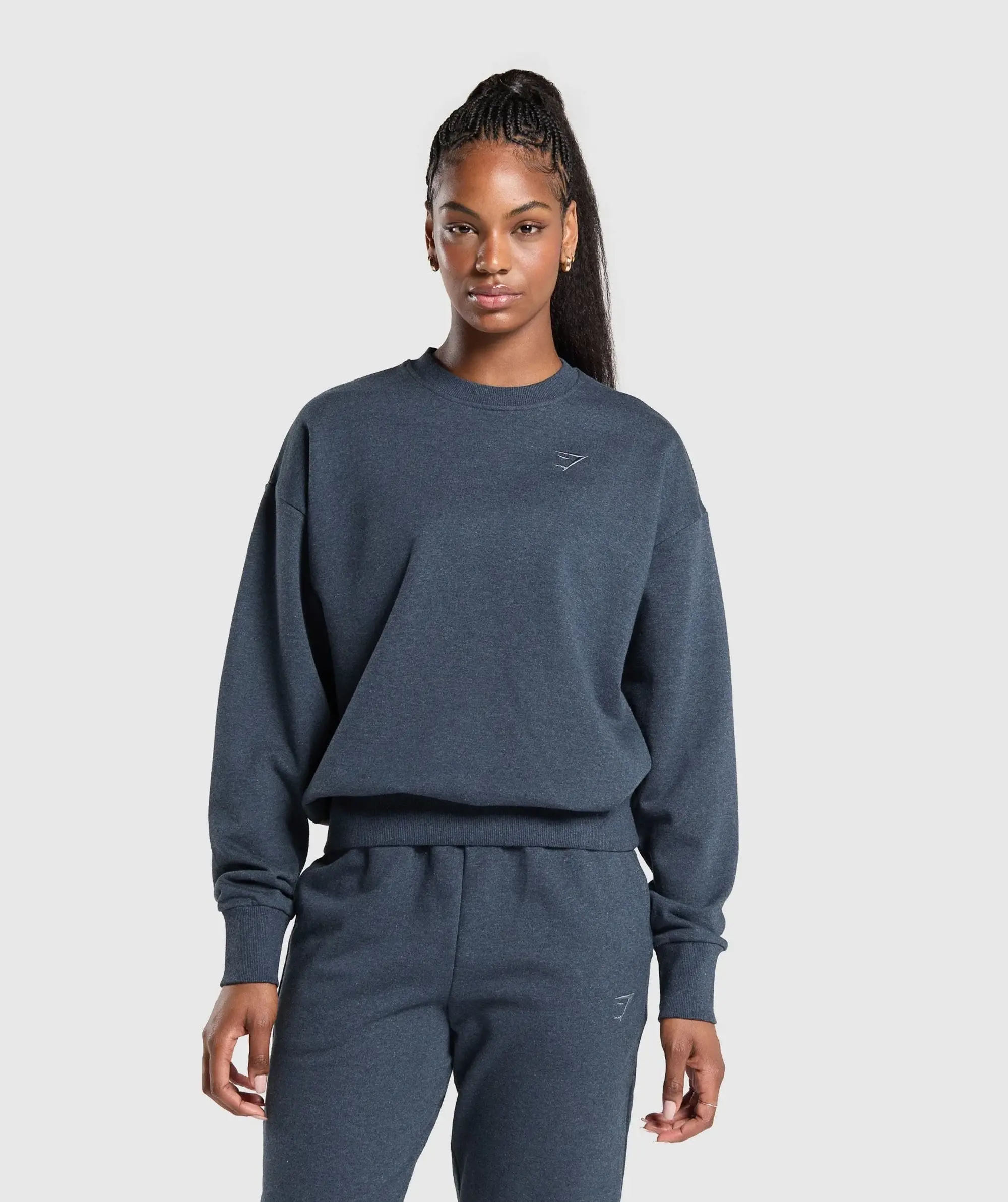  Rest Day Sweats Oversized Crew - Bros Indigo Blue Marl