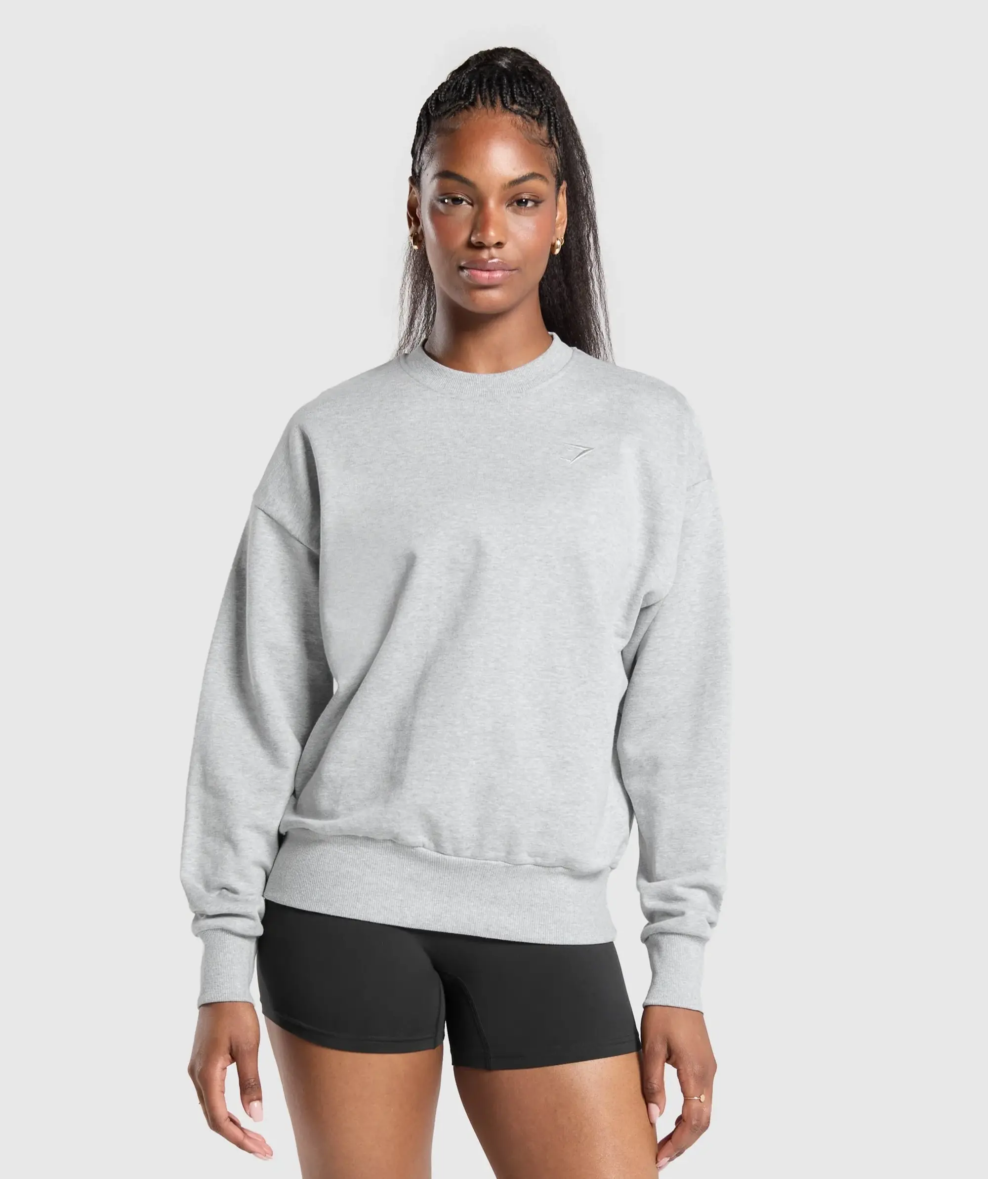  Rest Day Sweats Oversized Crew - Light Grey Core Marl
