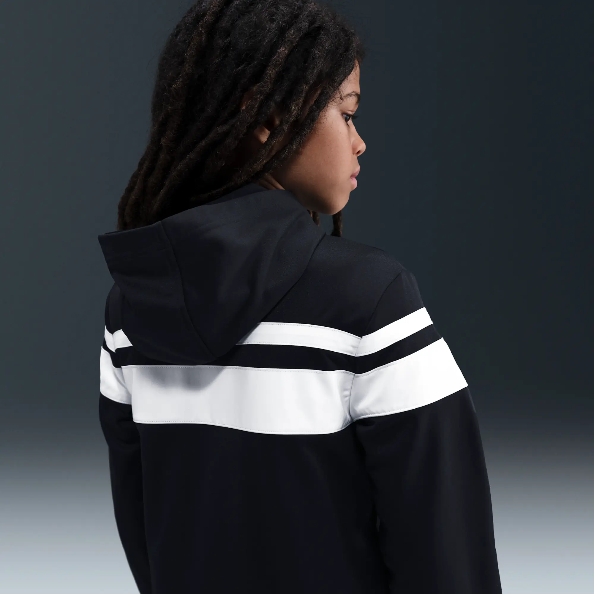 Nike Sportswear Older Kids' Dri-FIT Hooded Tracksuit - Black - Sustainable Materials