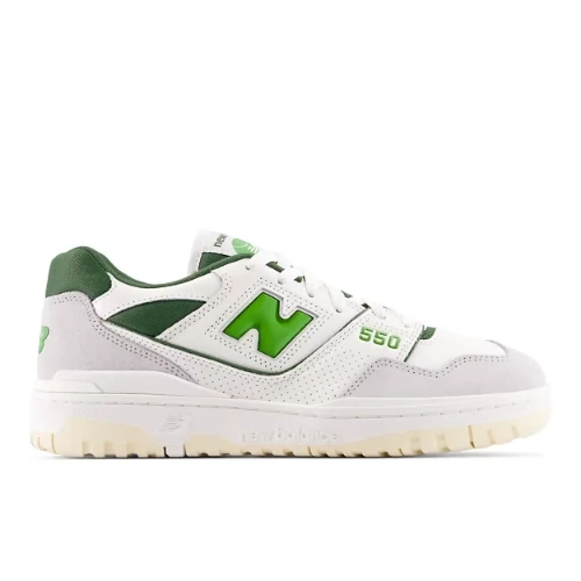 New Balance Men's 550 in White/Green Suede/Mesh