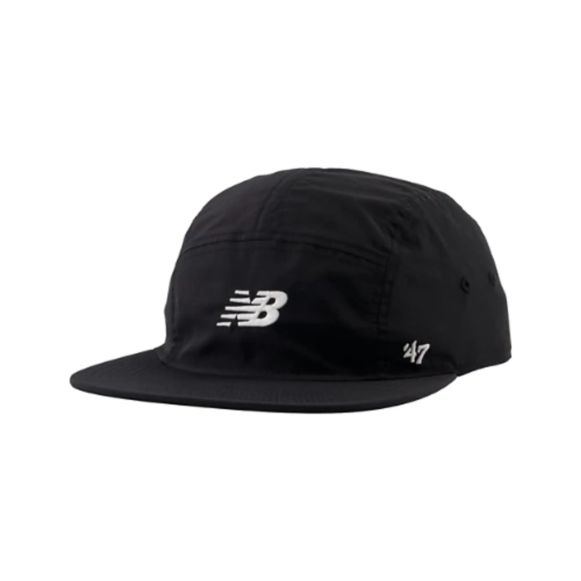 New Balance Unisex '47 5 Panel Run Hat in Black Nylon