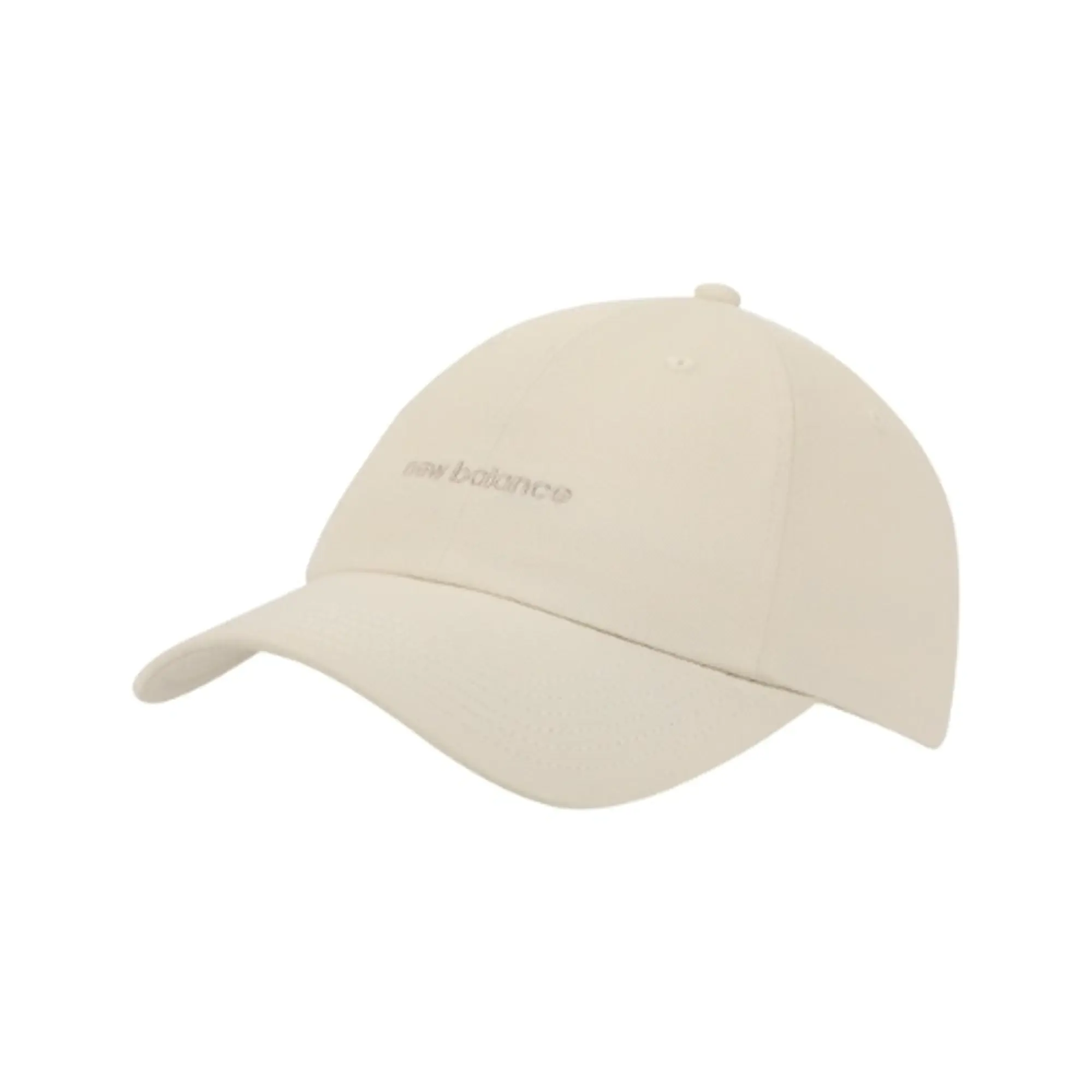 New Balance Women's 6 Panel Linear Logo Hat in Beige Polyester