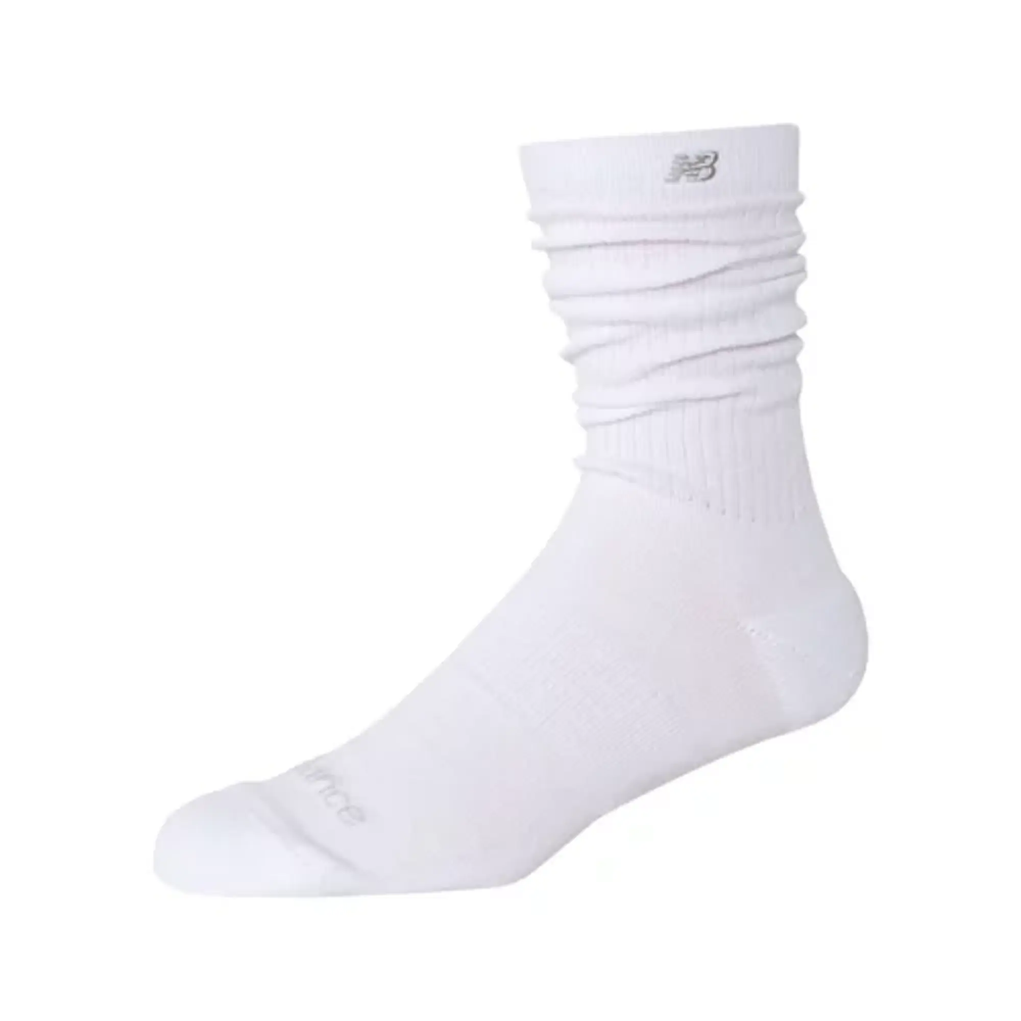 New Balance Unisex Active Slouchy Crew Socks 1 Pair in White Cotton