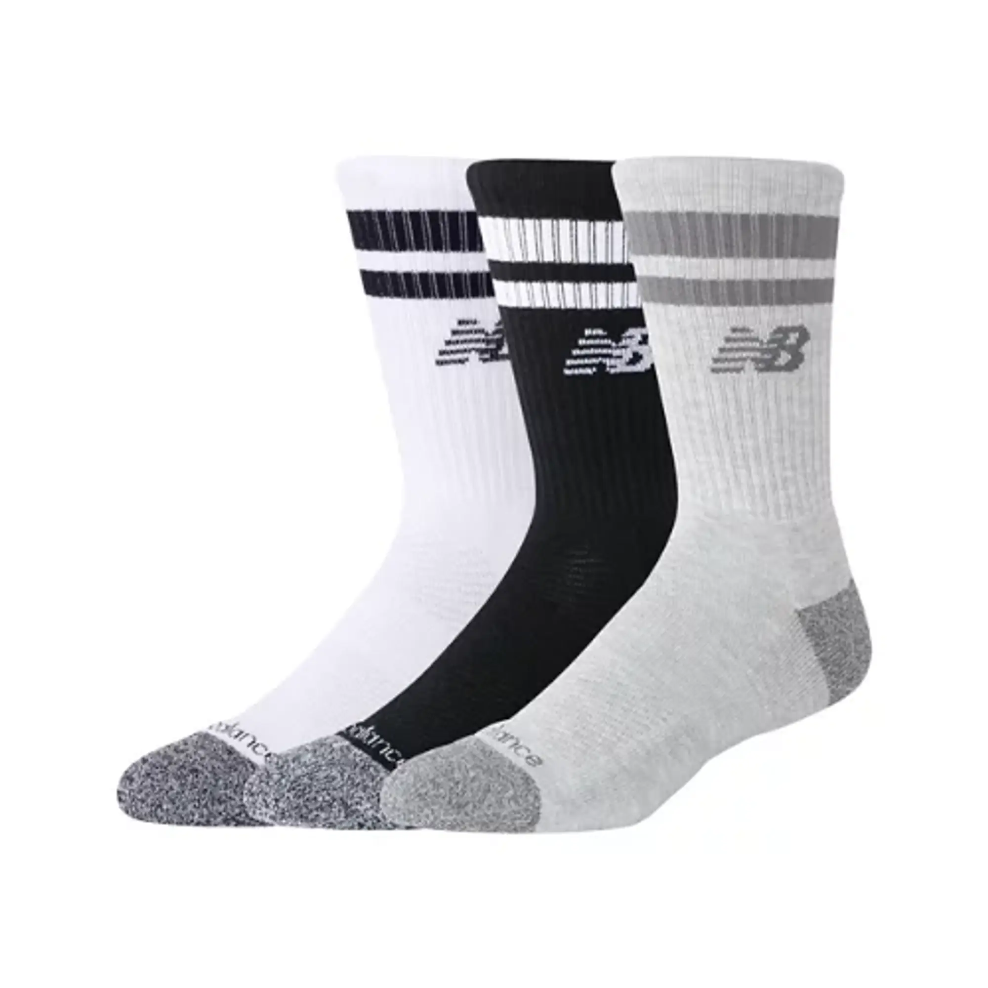 New Balance Unisex Active Lifestyle Striped Crew Socks 3 Pack Polyester