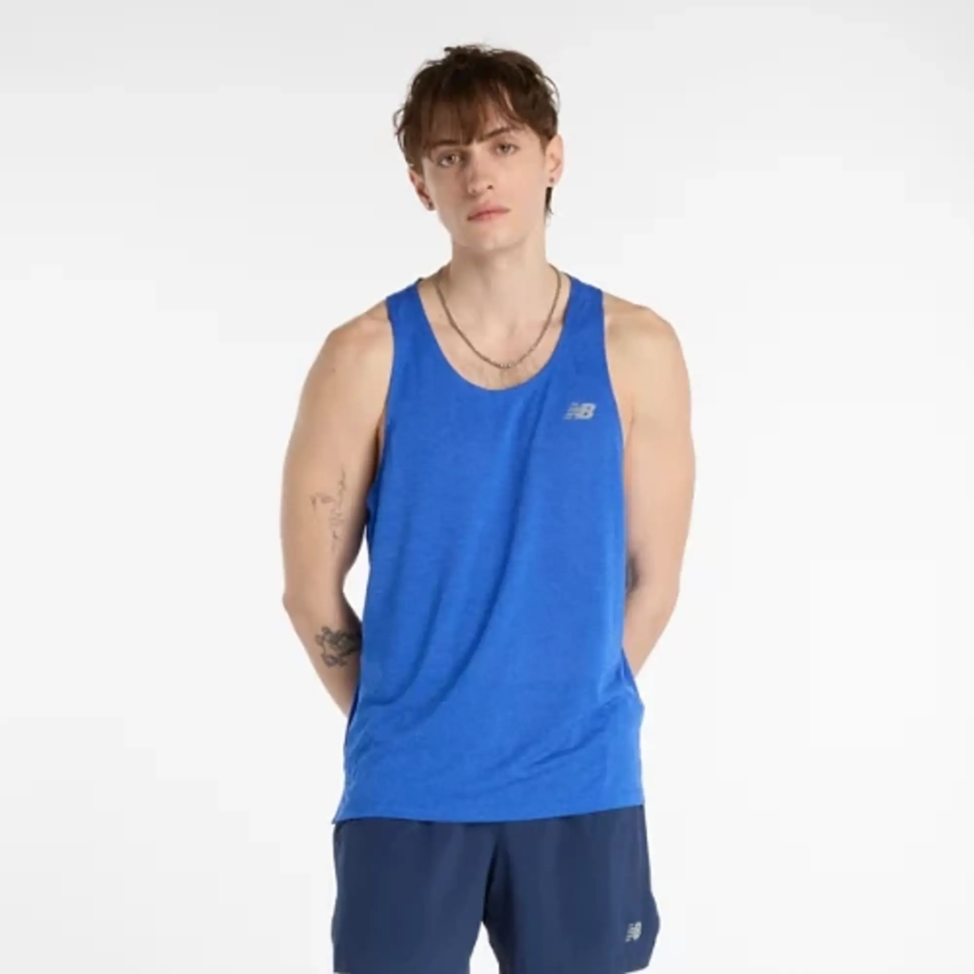 New Balance Men's Athletics Tank in Grey Poly Knit