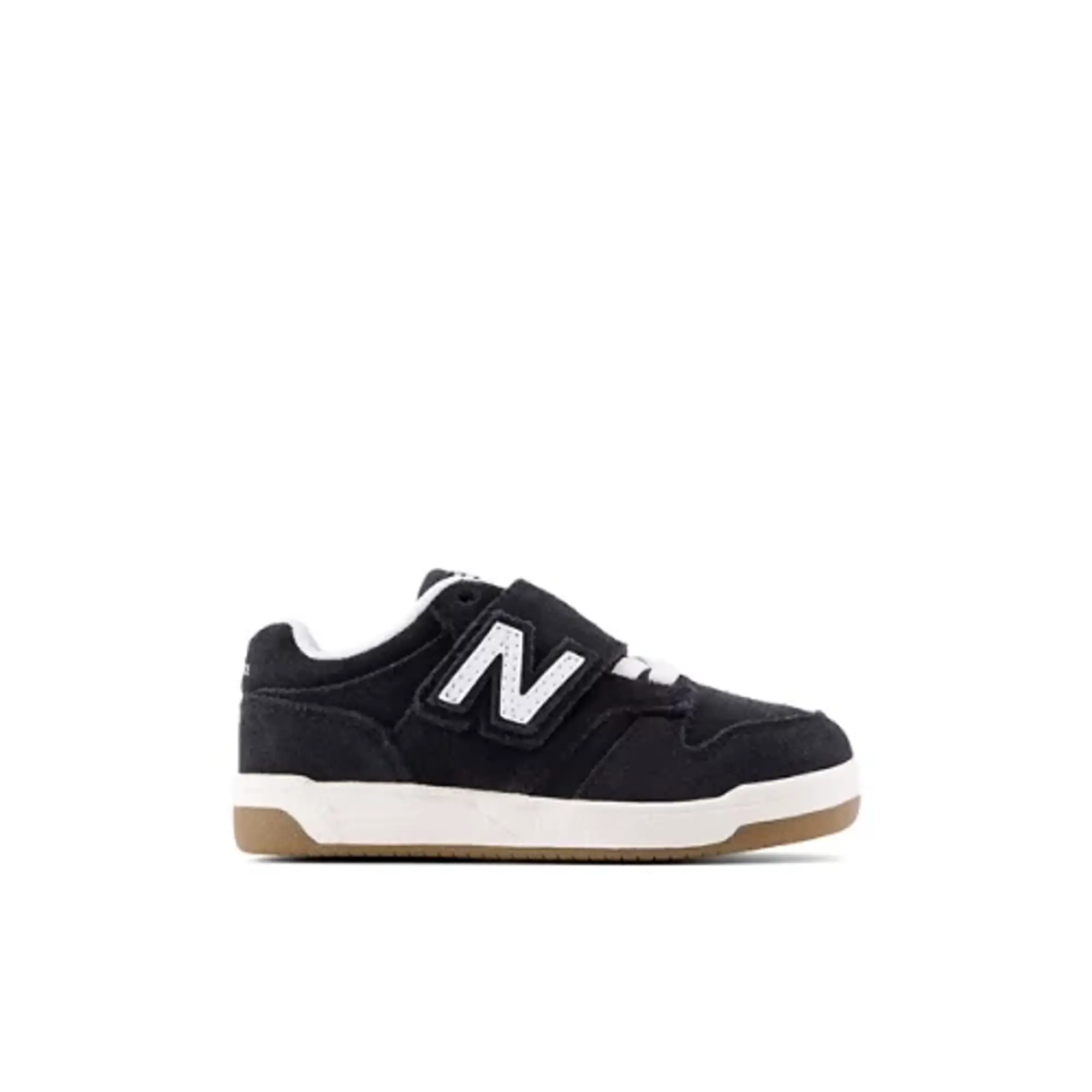 New Balance Kids' 480 NEW-B HOOK & LOOP in White/Black Suede/Mesh