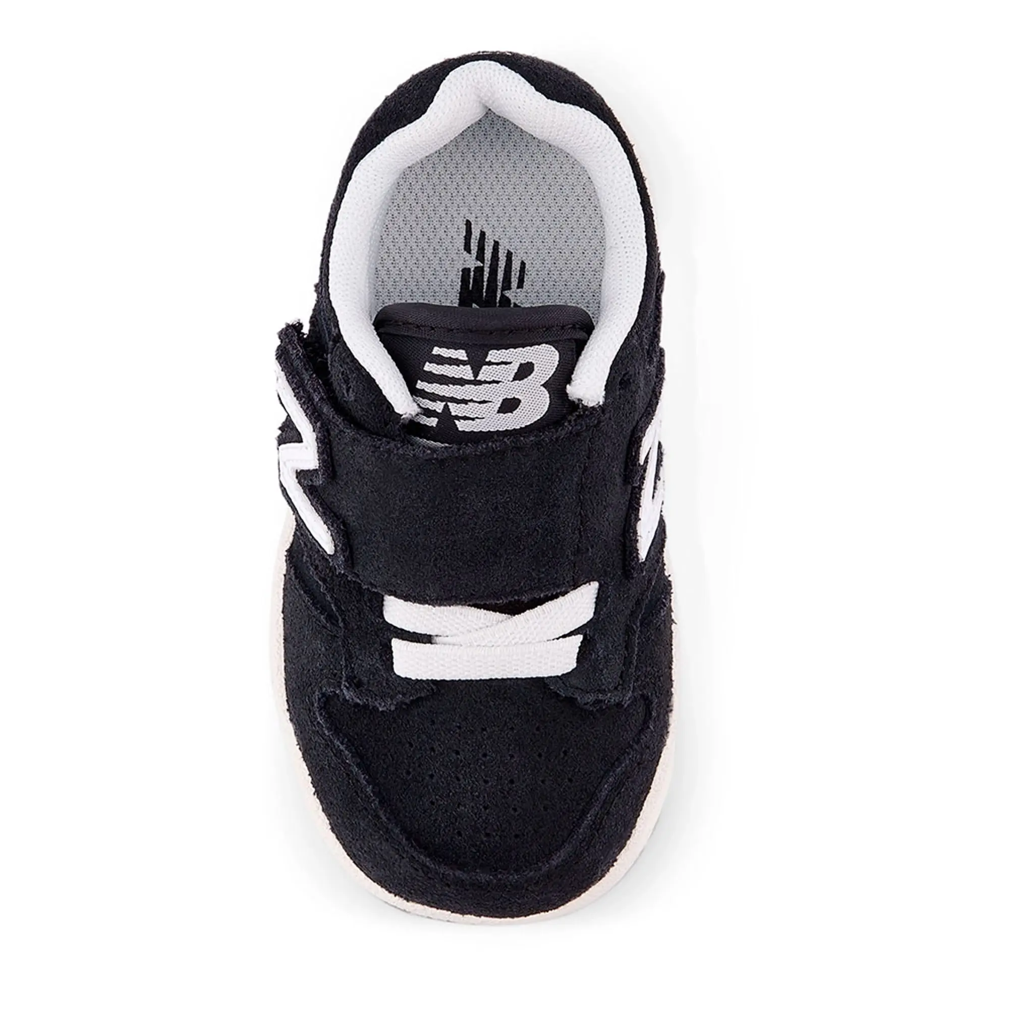 New Balance Kids' 480 NEW-B HOOK & LOOP in White/Black Suede/Mesh
