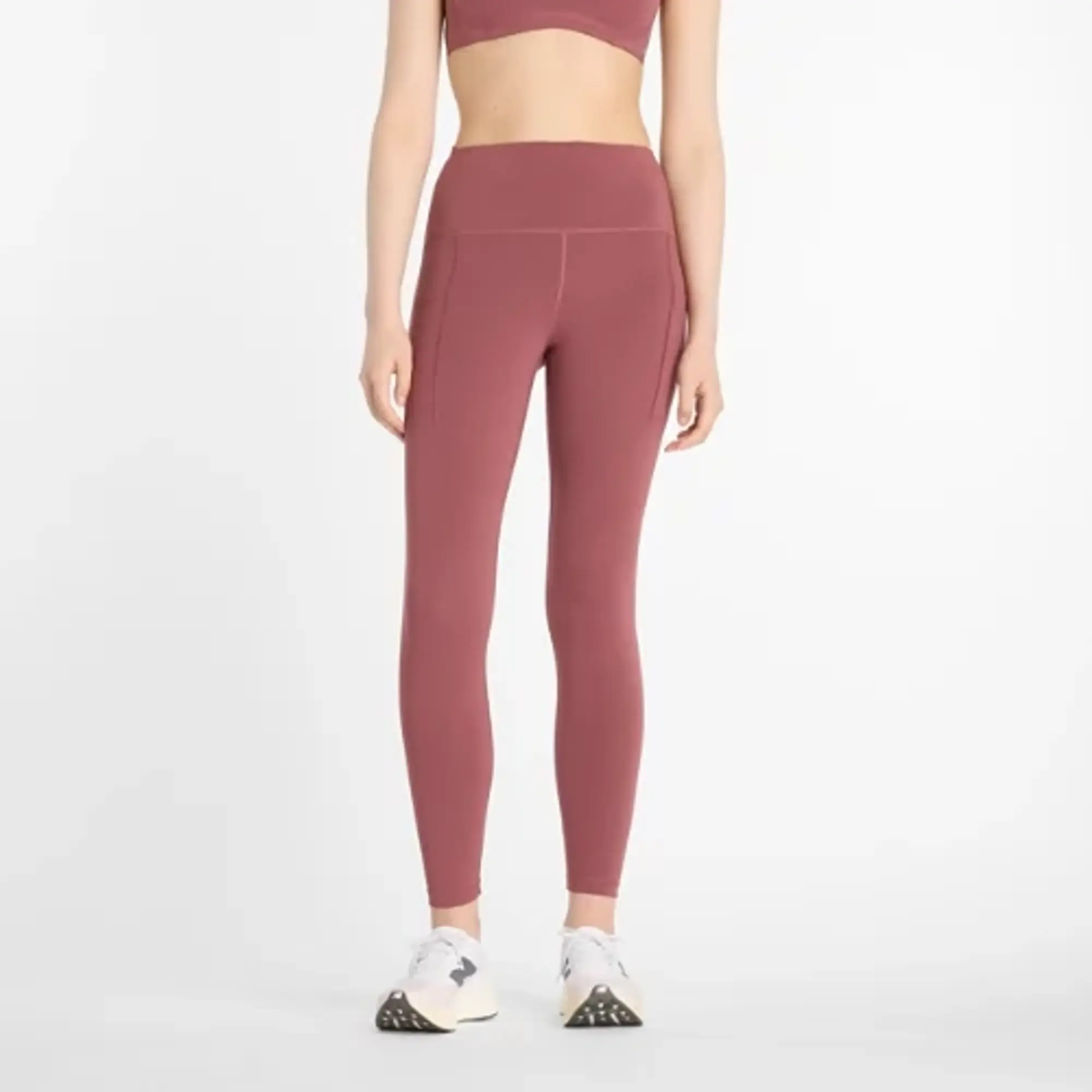 New Balance Women's NB Sleek Pocket High Rise Legging 25" in Red Poly Knit