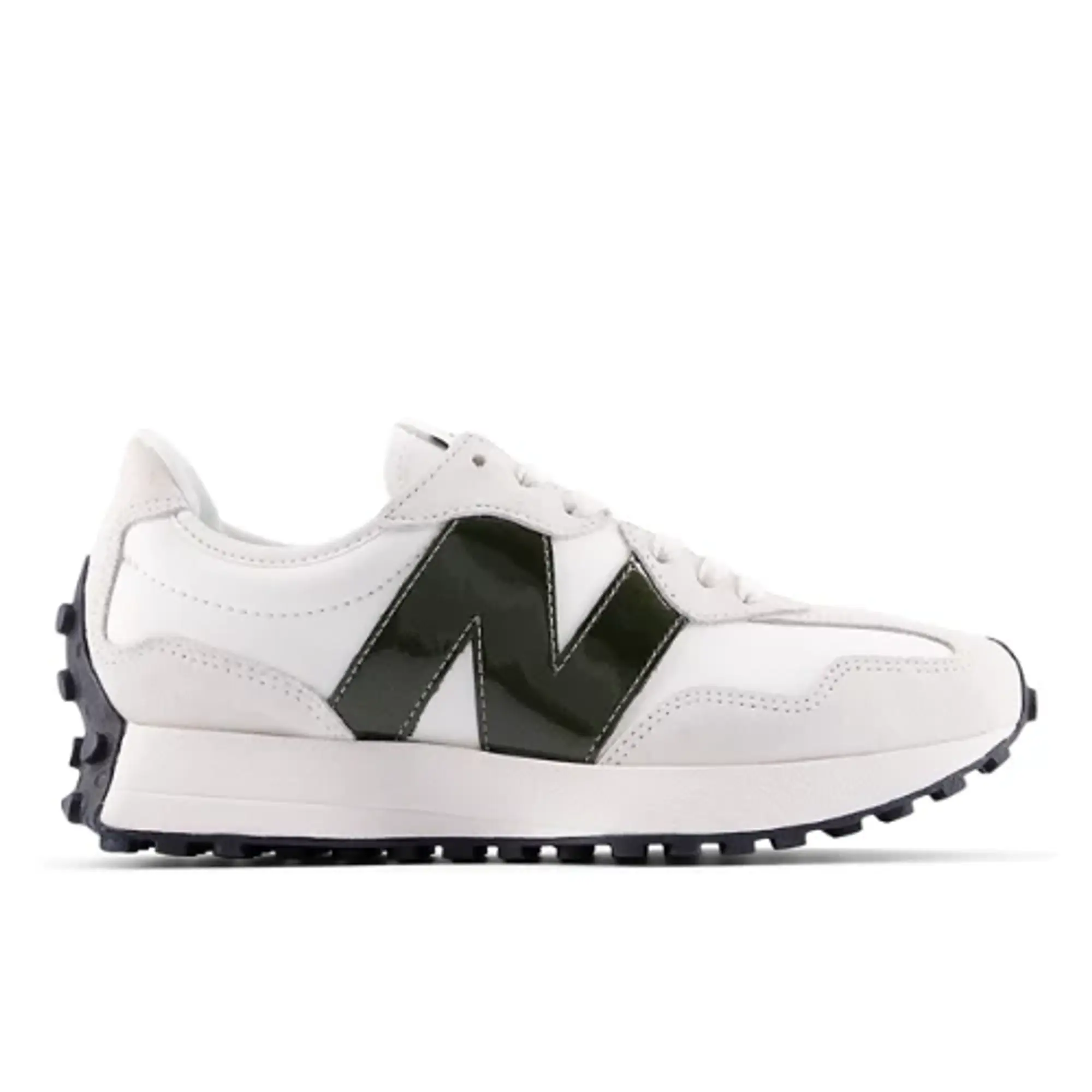 New Balance Women's 327 in White/Green Synthetic